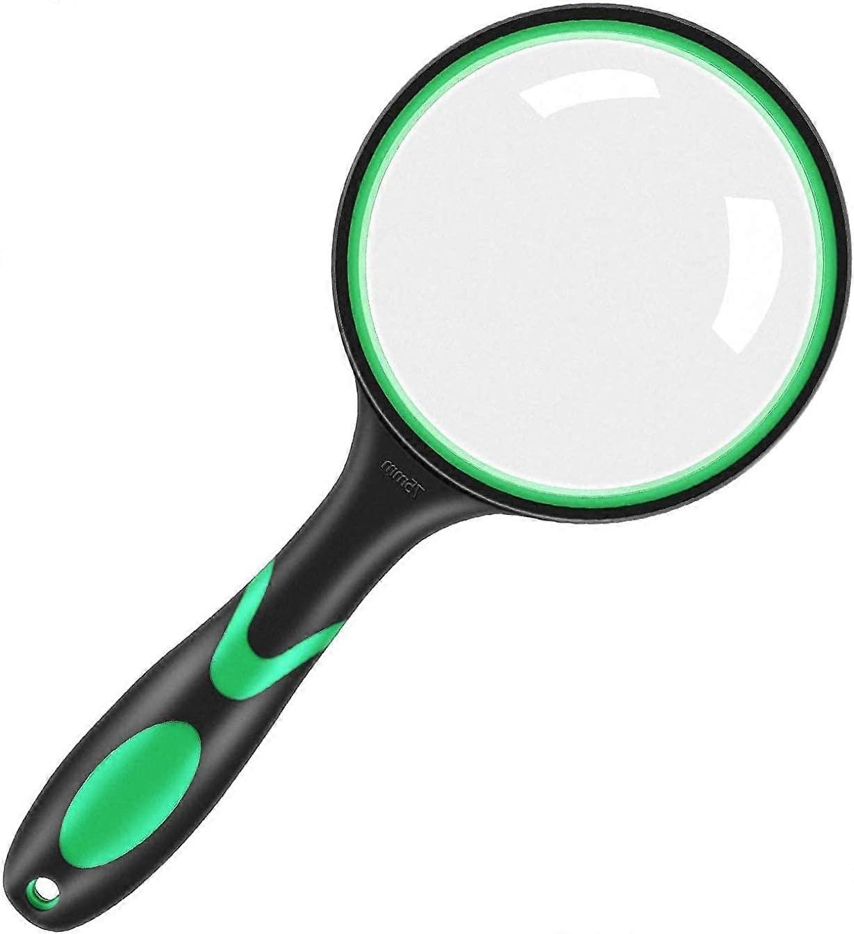 Magnifying Glass, 10X Handheld Reading Magnifier 75mm Magnifying Lens with Non-Slip Soft Rubber Grip Impact Resistant Magnifying Glass for Reading