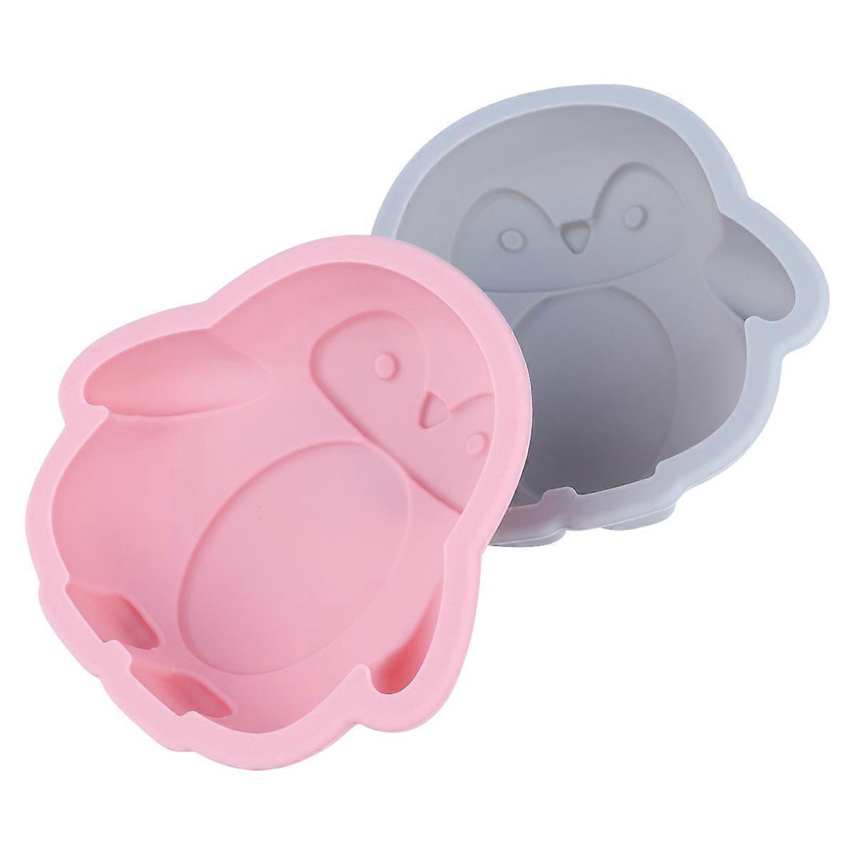 Penguin Silicone Cake Molds 2pcs Food Grade Heat Resistant Baking Molds for Jelly Pudding Cartoon Design Home Baking