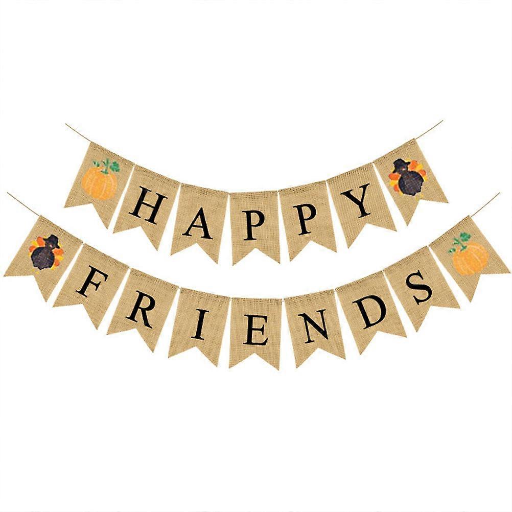 Thanksgiving Party Banner Dovetail Shape Linen Decoration for Family Event Organizers 1Set