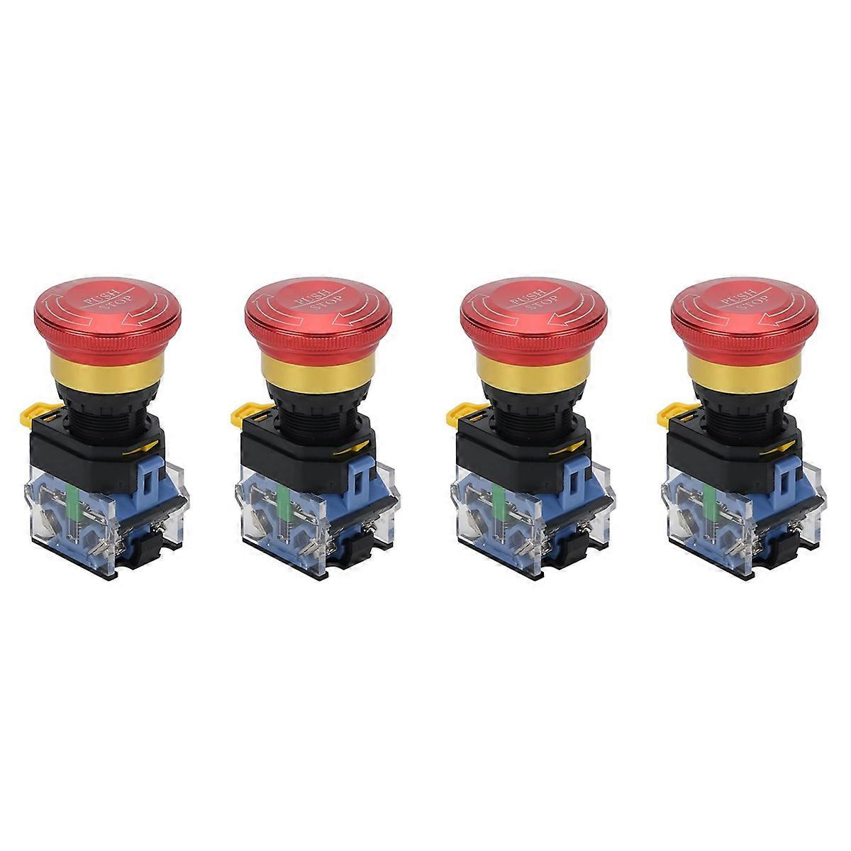 Emergency Stop Button 10A 22mm Latching Push Button Switch, 1NO 1NC