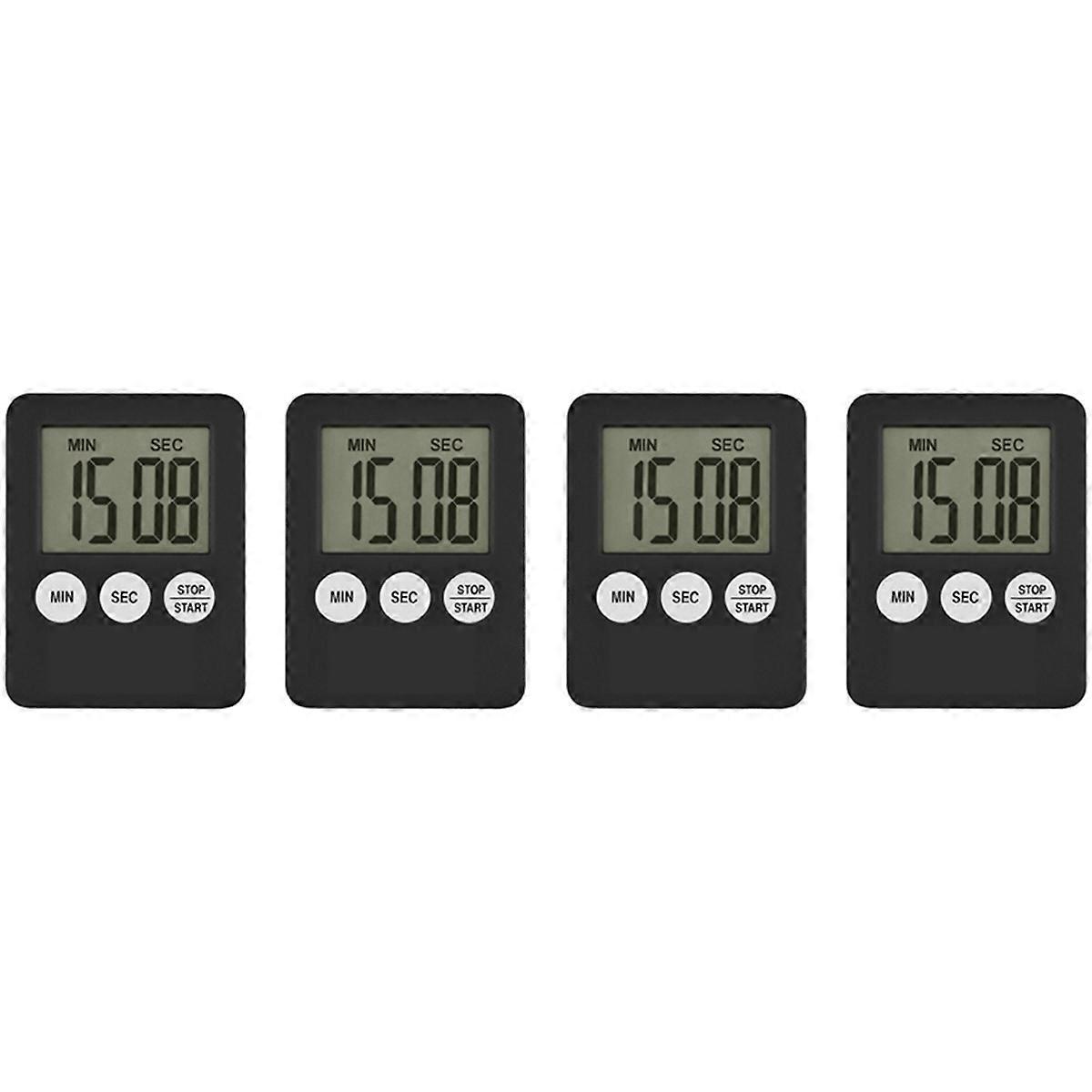 4X Super Thin LCD Digital Screen Kitchen Timer Square Cooking Count Up Countdown Alarm Magnet Clock