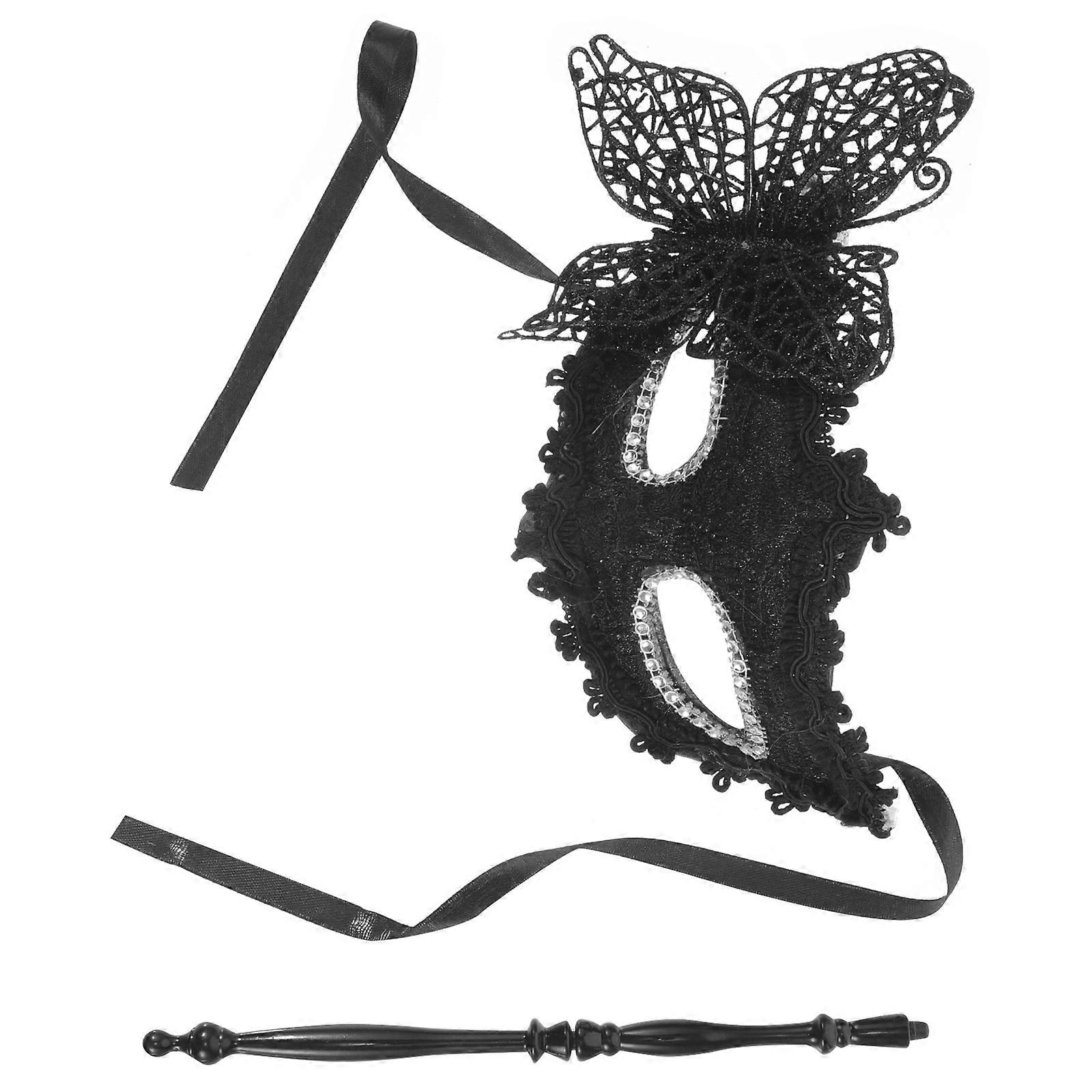Dancing Party Mask Masquerade Mask for Women with Stick Stage Performance Accessory 1Pack