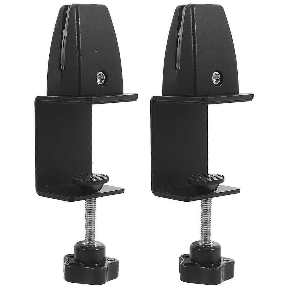 2pcs Desk Partition Clamp Brackets Sneeze Guard Support Clips Black Stylish Design for Office Home Privacy Panels Workspaces