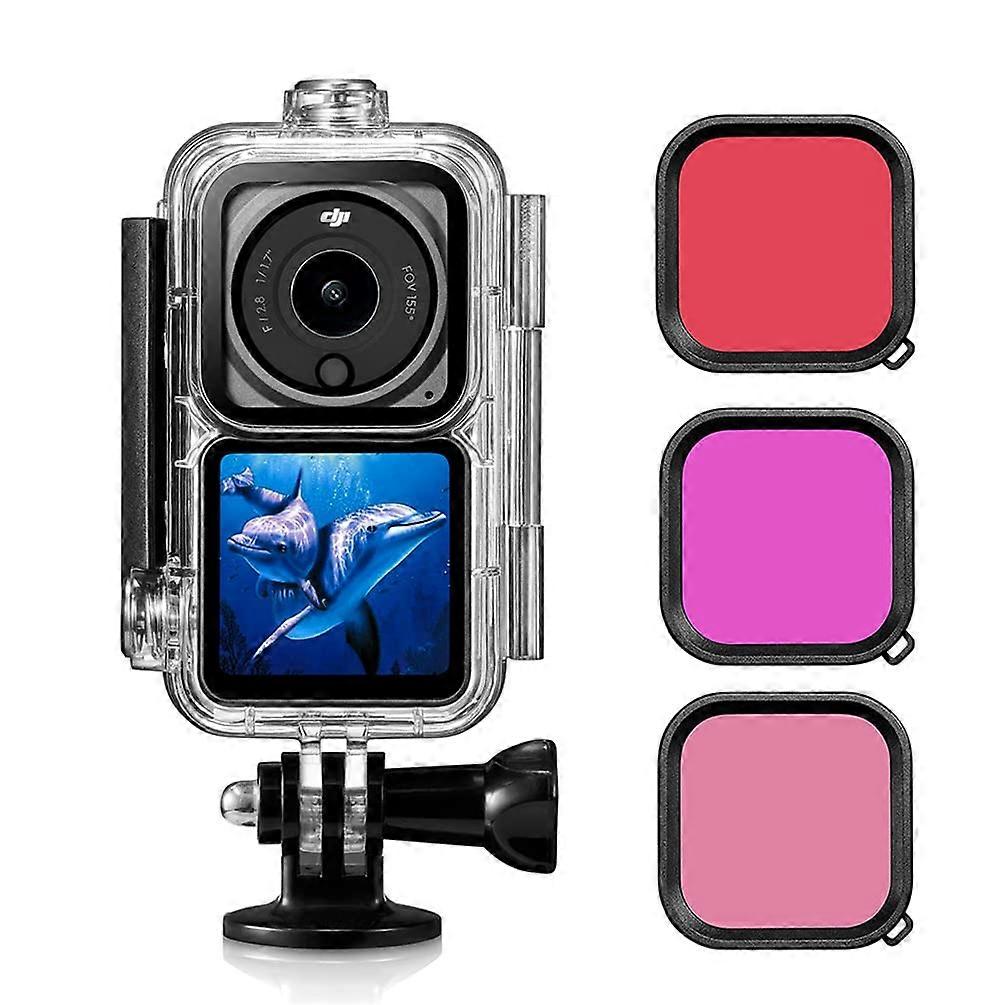 Underwater Case Diving Case for DJI Action 2, 60m Waterproof Housing with Filter for Osmo Action 2 Dual Screen Accessories