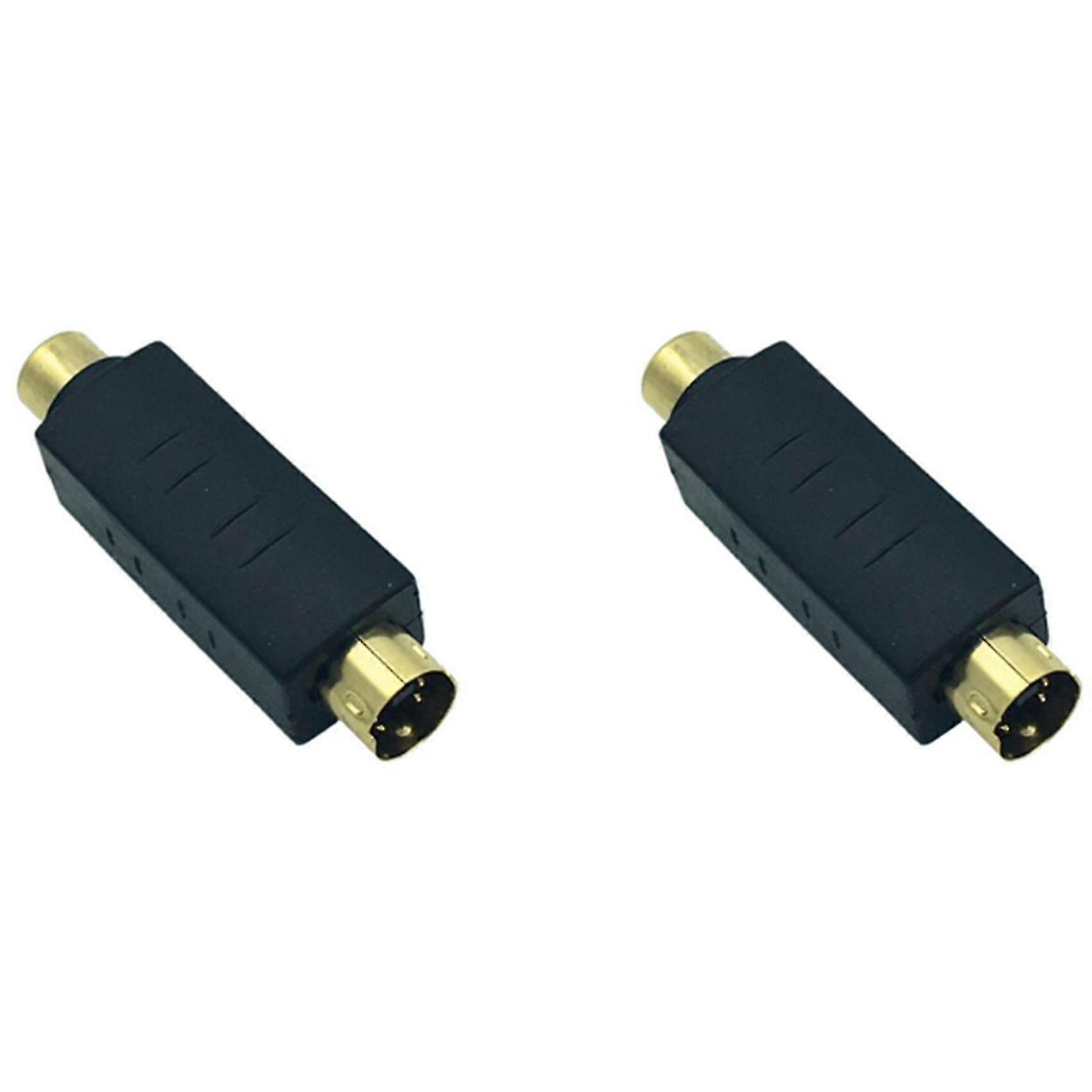 2x S-video hane till RCA kvinnlig kompositvideoadapter plugg omvandlare, mini din 4-stifts kopplare extens-hwy