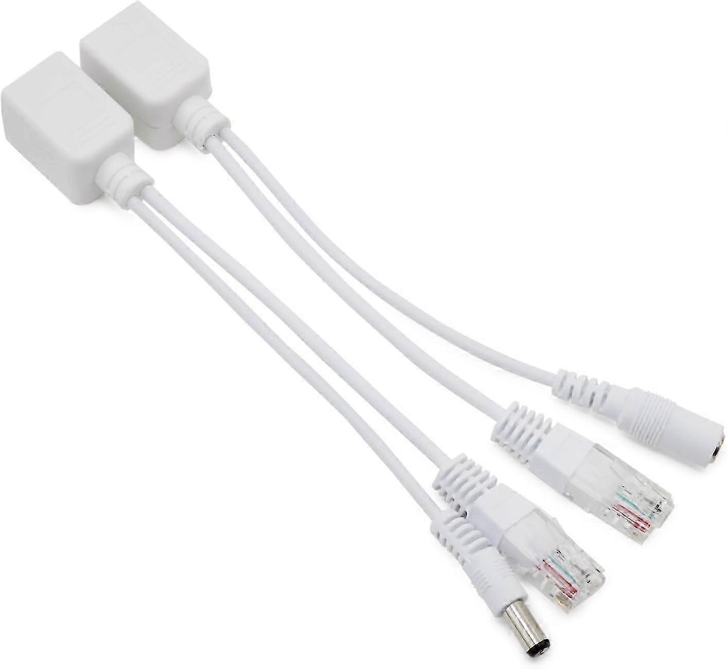 パッシブPoE RJ45アダプター1ペアPower over Ethernet + 12Vスプリッターキット(ホワイト)