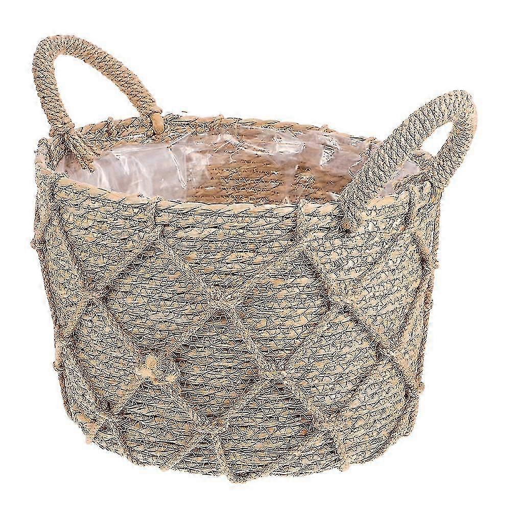 Woven Storage Basket with Handle for Home Rustic Decorative Flower Arrangement