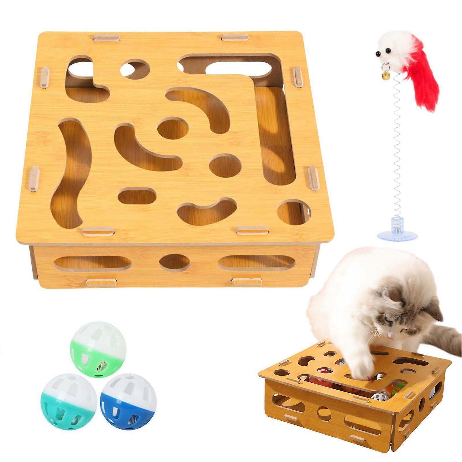 Cat Puzzle Toy for Indoor Cats, 12.99 x 12.4 x 3.74 Inches, Kitten Teaser Tool for Mental Stimulation and Exercise