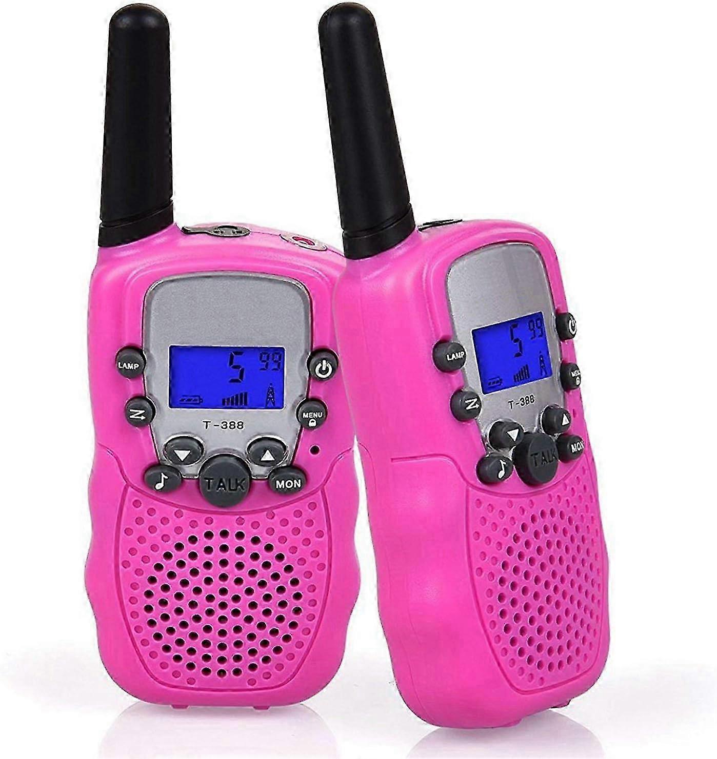 Children's Walkie Talkies, PMR446 8 Channels, 1 Pair with 3 km Range, Christmas Gift Toys (Pink)