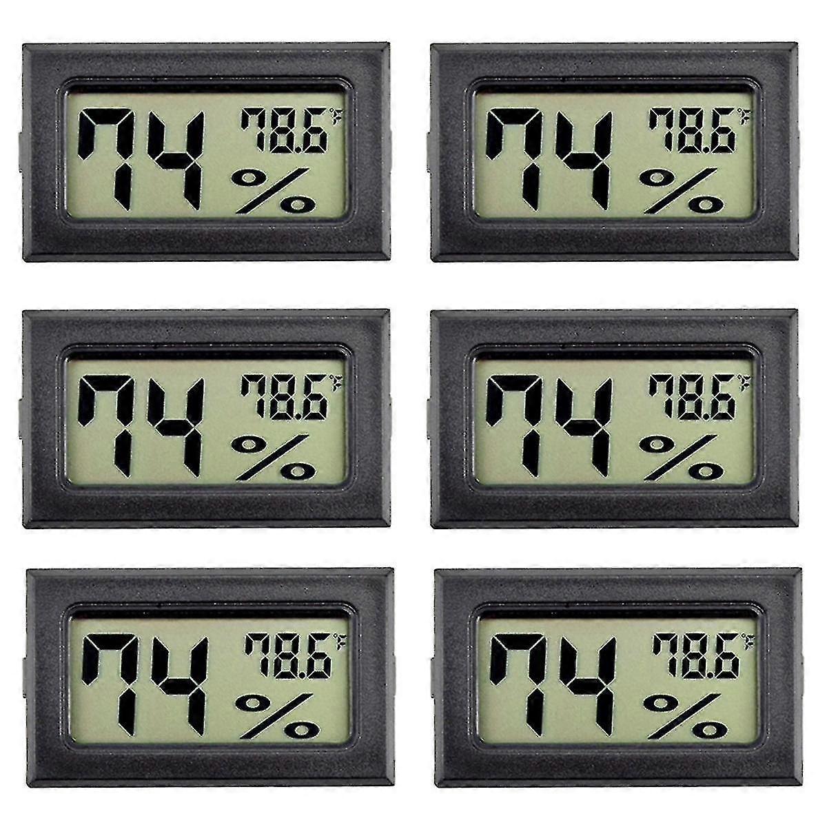 6pack Mini Hygrometer Indoor Humidity Meter Hygrometer Digital Thermometers Humidity With () For G(Black)