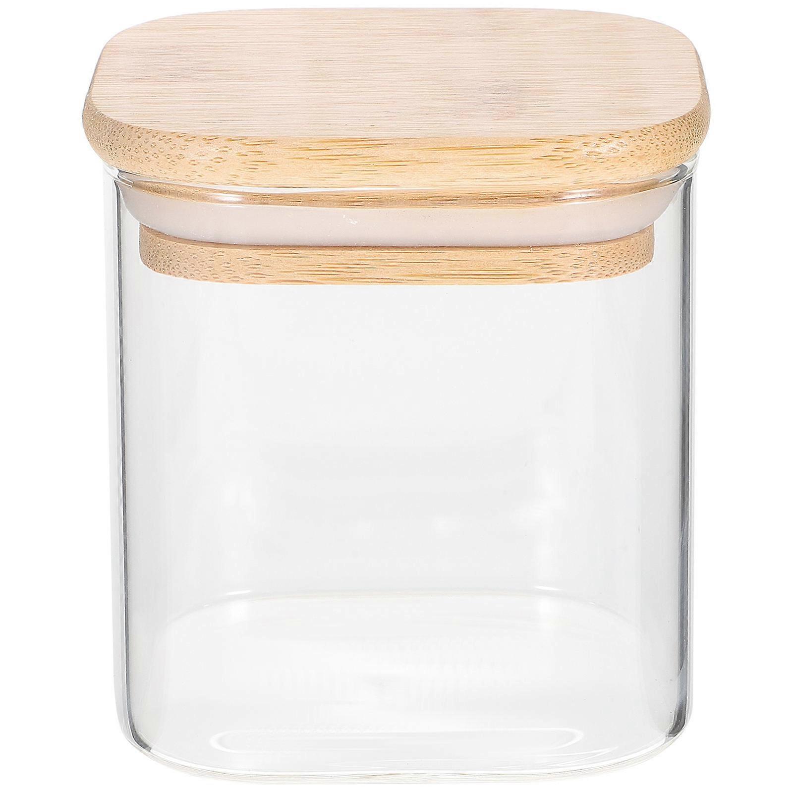 Transparent Storage Jar Square Shape Simple Style Glass Canister For Grains 8x8cm 1Pack