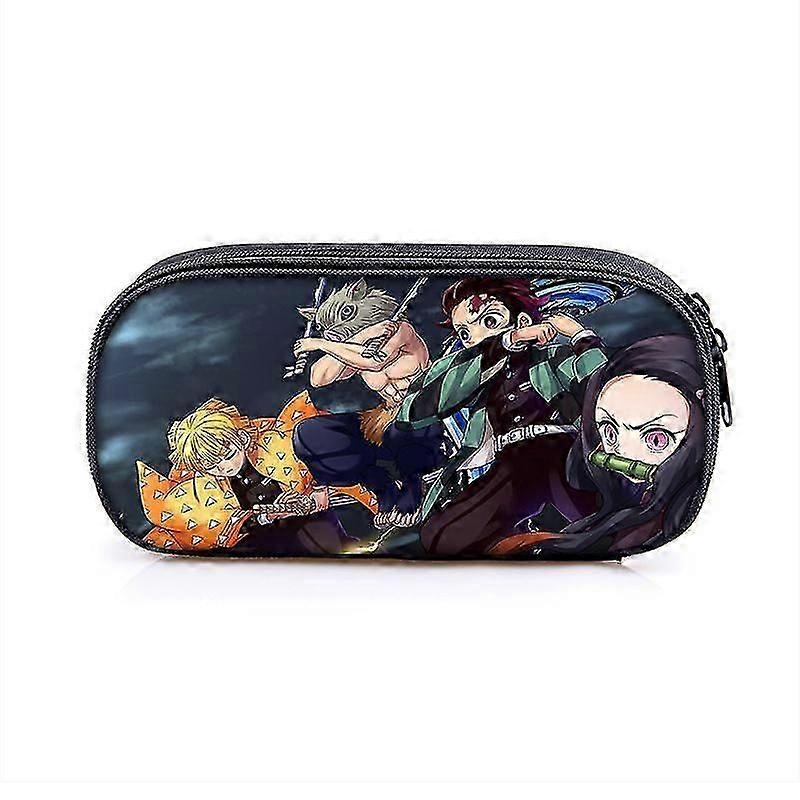 Ghost Annihilator Anime Double-Layer Kids' Pencil Case - Durable UK School Accessory