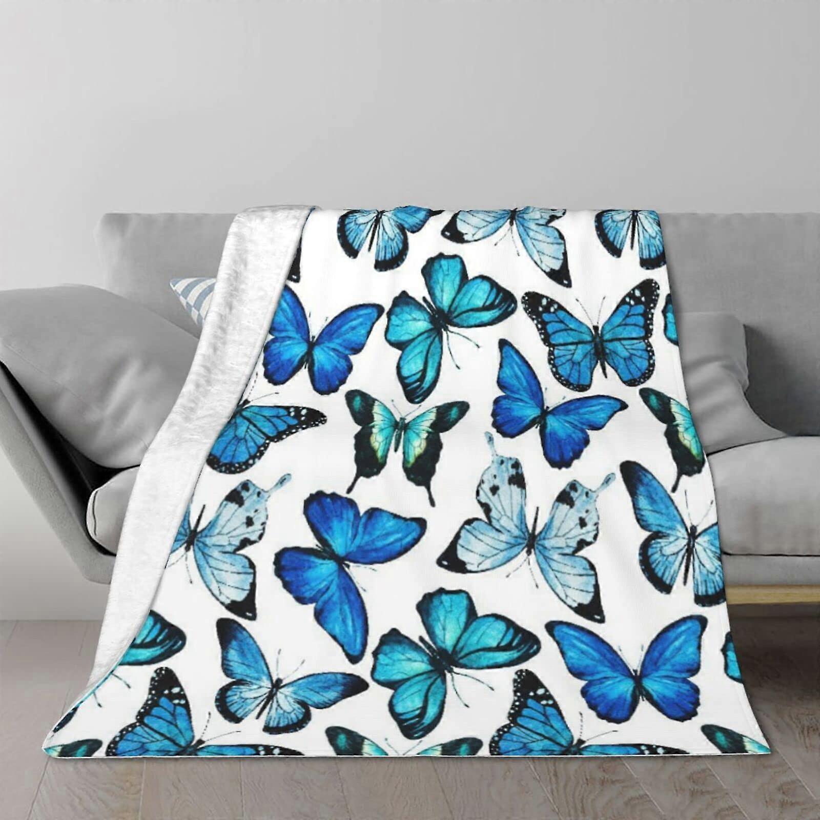 Blanket, watercolor pattern with butterflies, lightweight, soft, warm