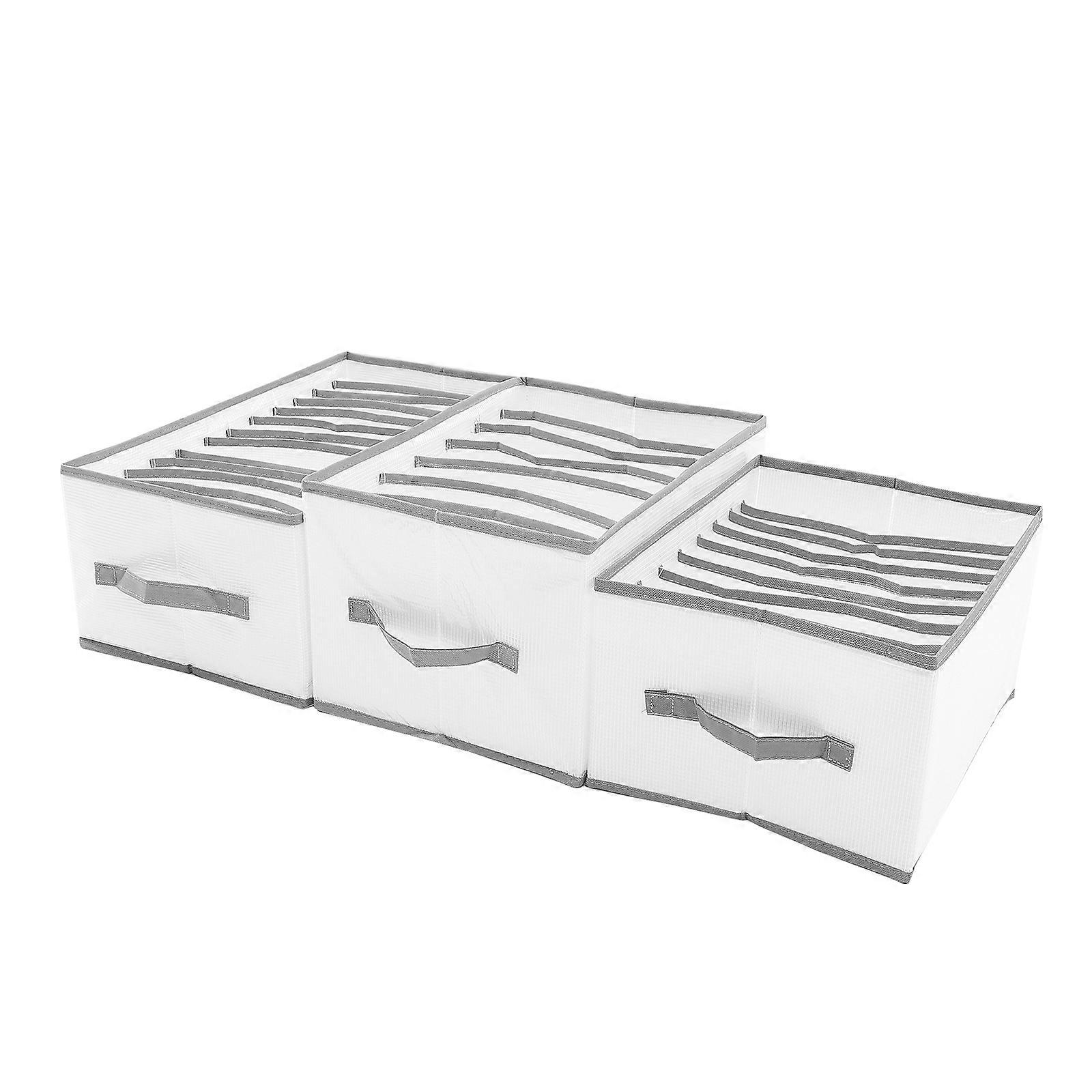 Wardrobe Clothes Organizer Multi Grids Divider Boxes Storage Compartment Design Space Optimization 44.5X24.5X17CM Grey 3Pcs