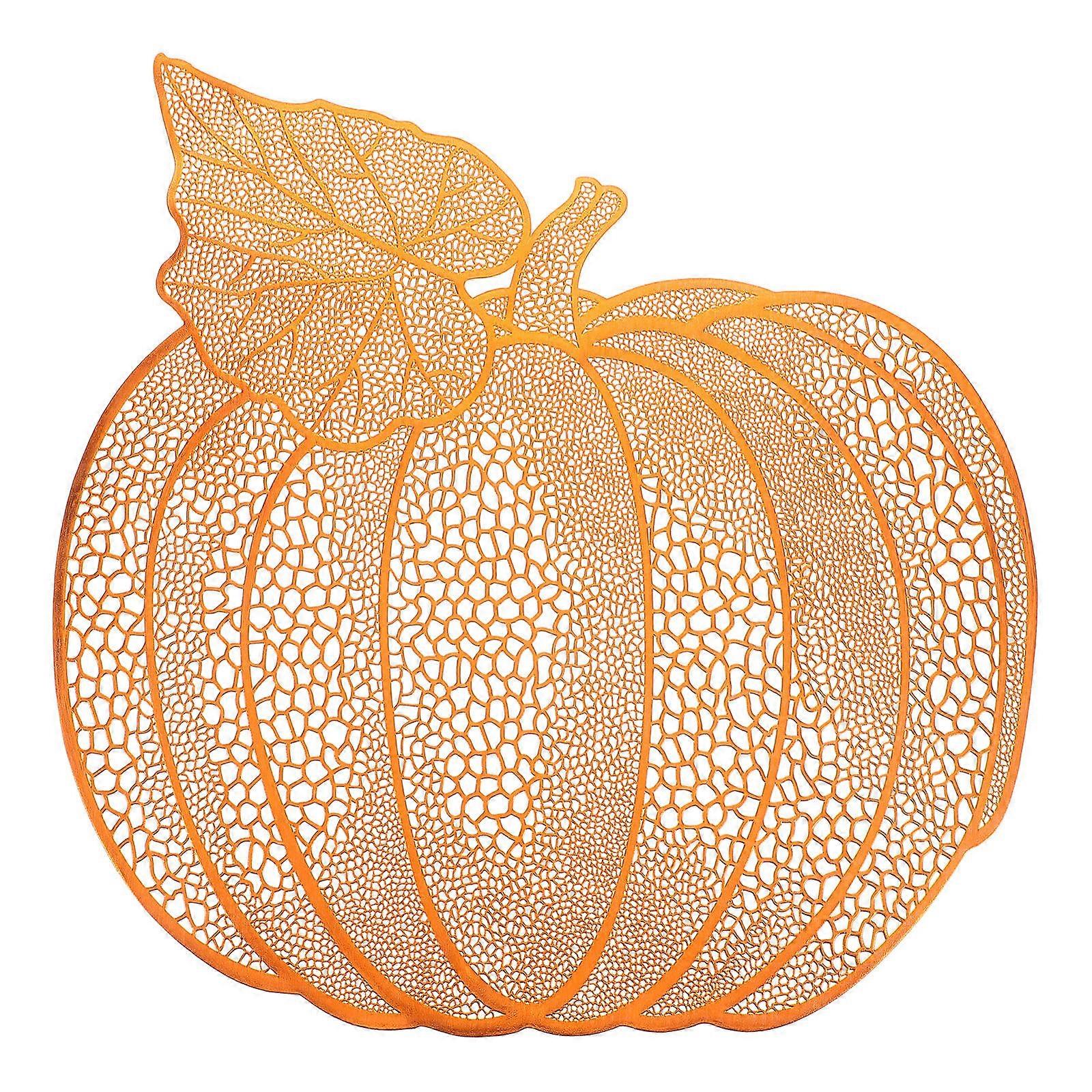 Heat Resistant Pumpkin Shaped Placemats, Nordic Hollow Design Table Mats for Thanksgiving Home Restaurant Dining Decor