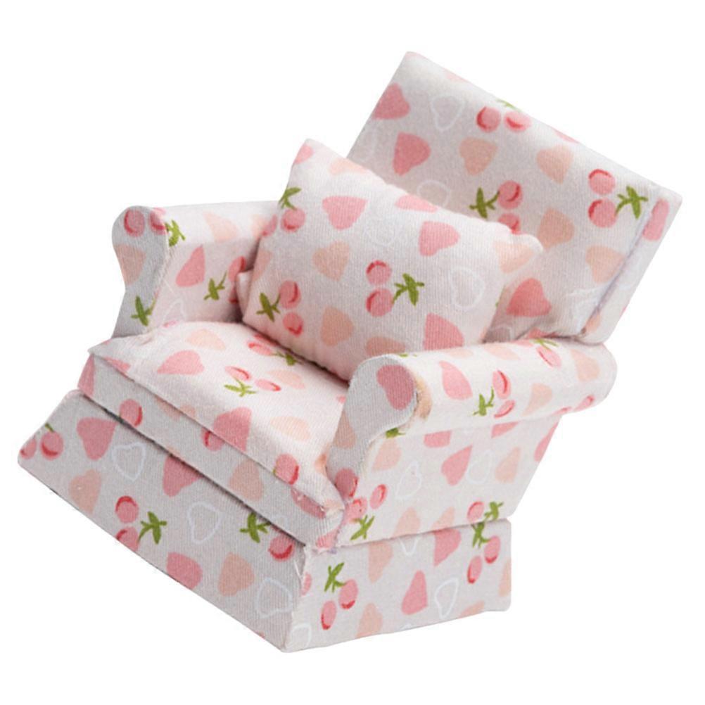 Doll House Cloth Art Sofa Miniature Furniture Model Scene Decoration Single-person Sofa Cotton Fabric 1Pcs