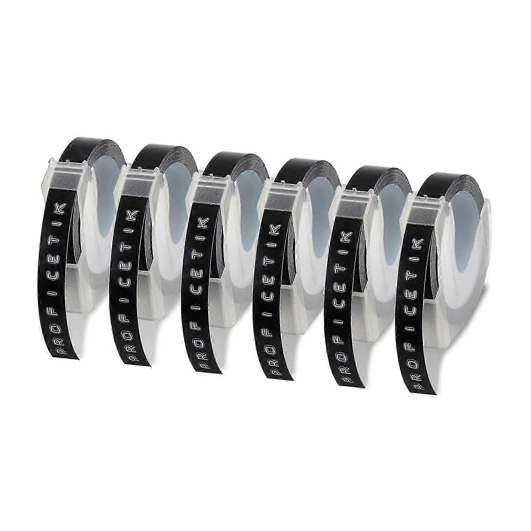 6 Pcs Label Tape Compatible with Dymo Embossing & Label Maker 1880 - 9m Motex E-101 Replacement Tapes for Organization