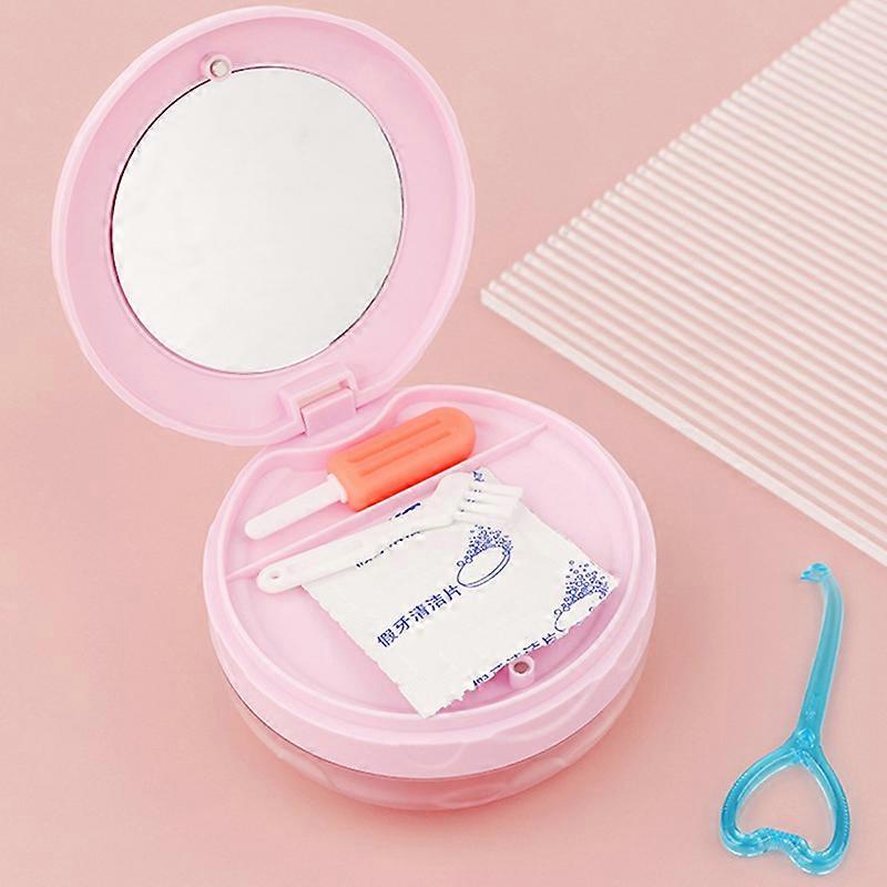 Retainer Storage Box Portable Lightweight Leak Proof 3 Layers Multifunctional Retainer Cleaning Container Pink
