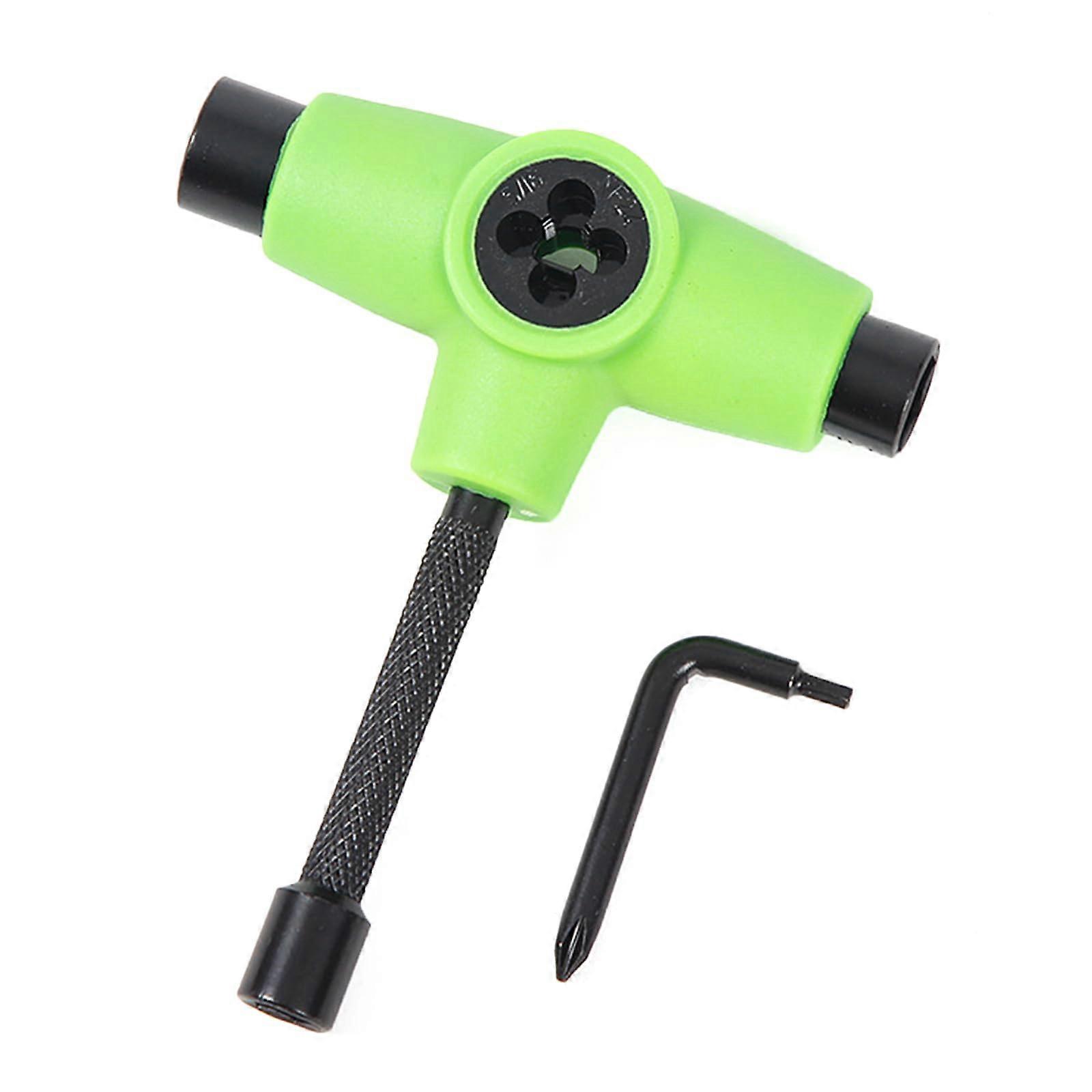 Multifunctional Skateboard T Tool with 3 Socket Sizes for Longboards, Decks, and Bearing Maintenance