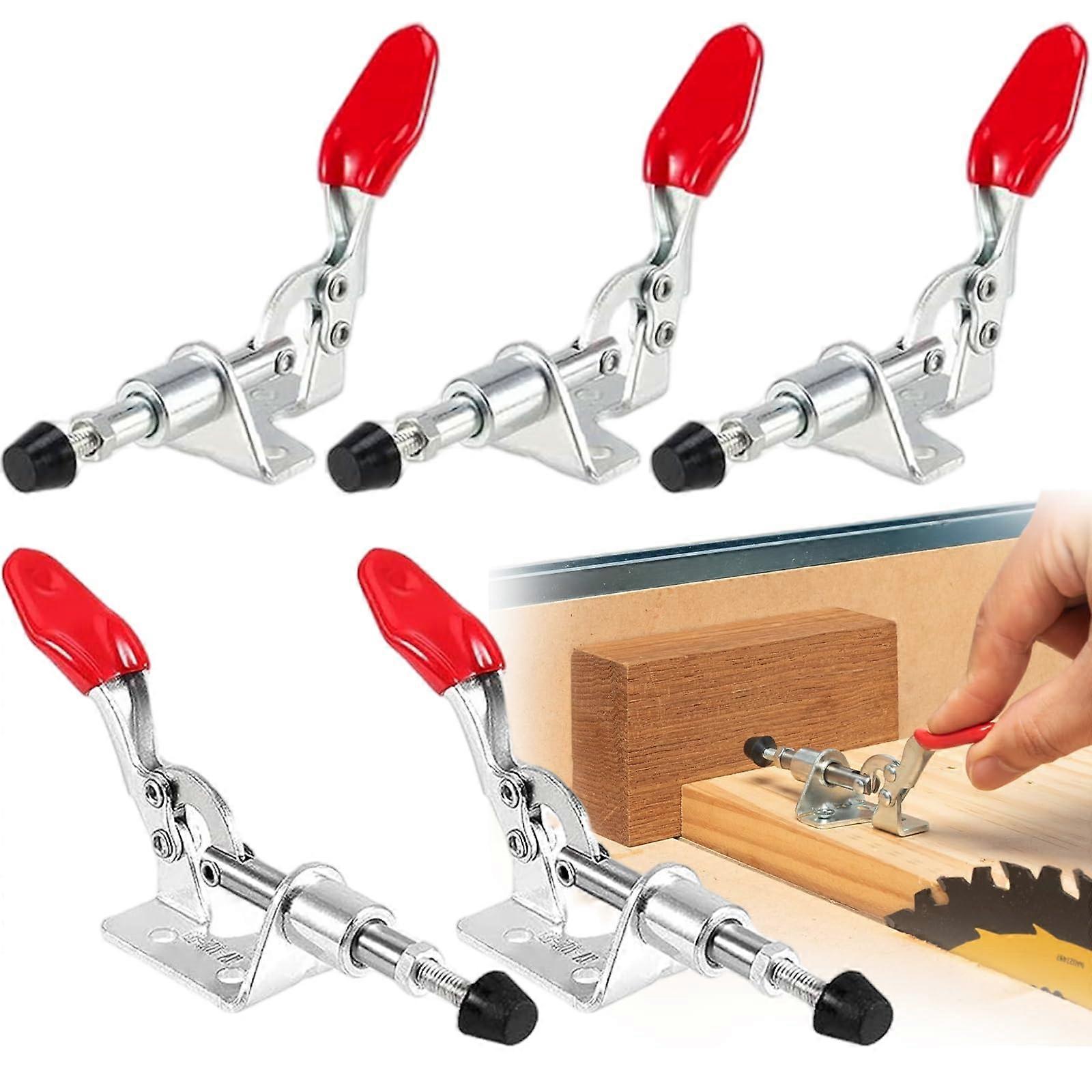 5 Piece Quick Release Toggle Clamp Set, Toggle Clamp 301AM, Metal Horizontal Quick Release, NonSlip Vertical Clamp