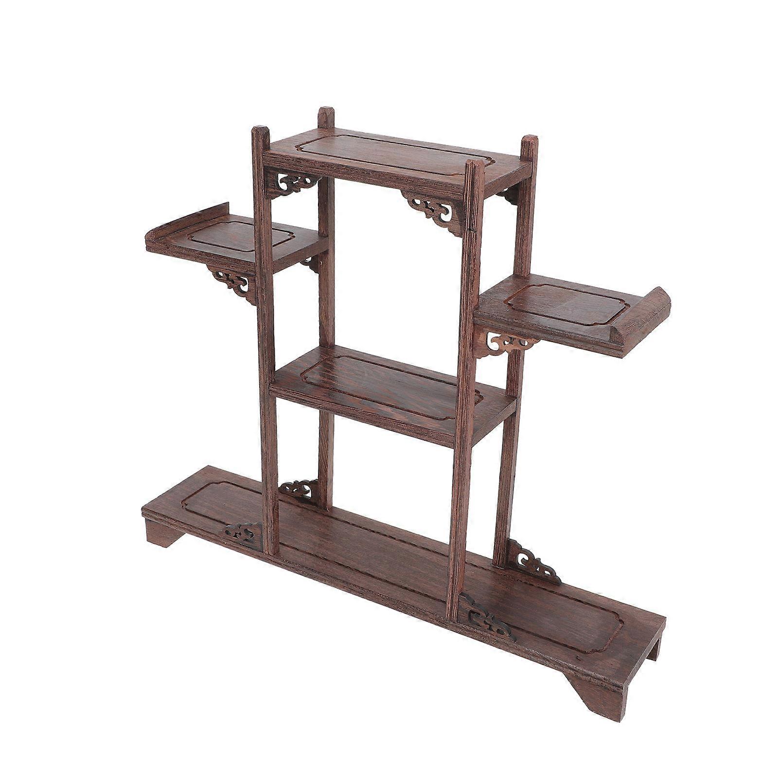 Brown Curio Display Stand for Home Decor Made of Synthetic Material Adds Elegance 7.3x12.5 Inches