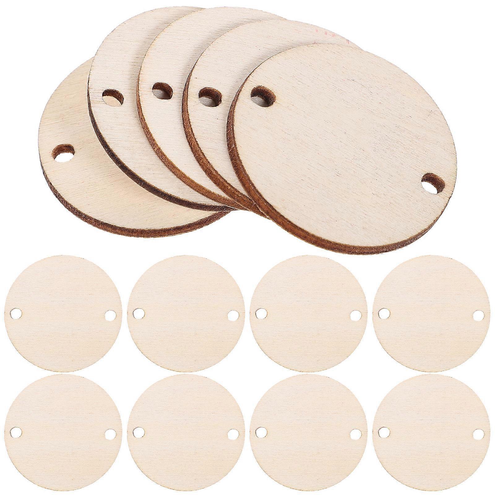 Wooden Slices for DIY Crafts and Decoration Sturdy Round Wood Pieces Khaki Color 100 Pcs