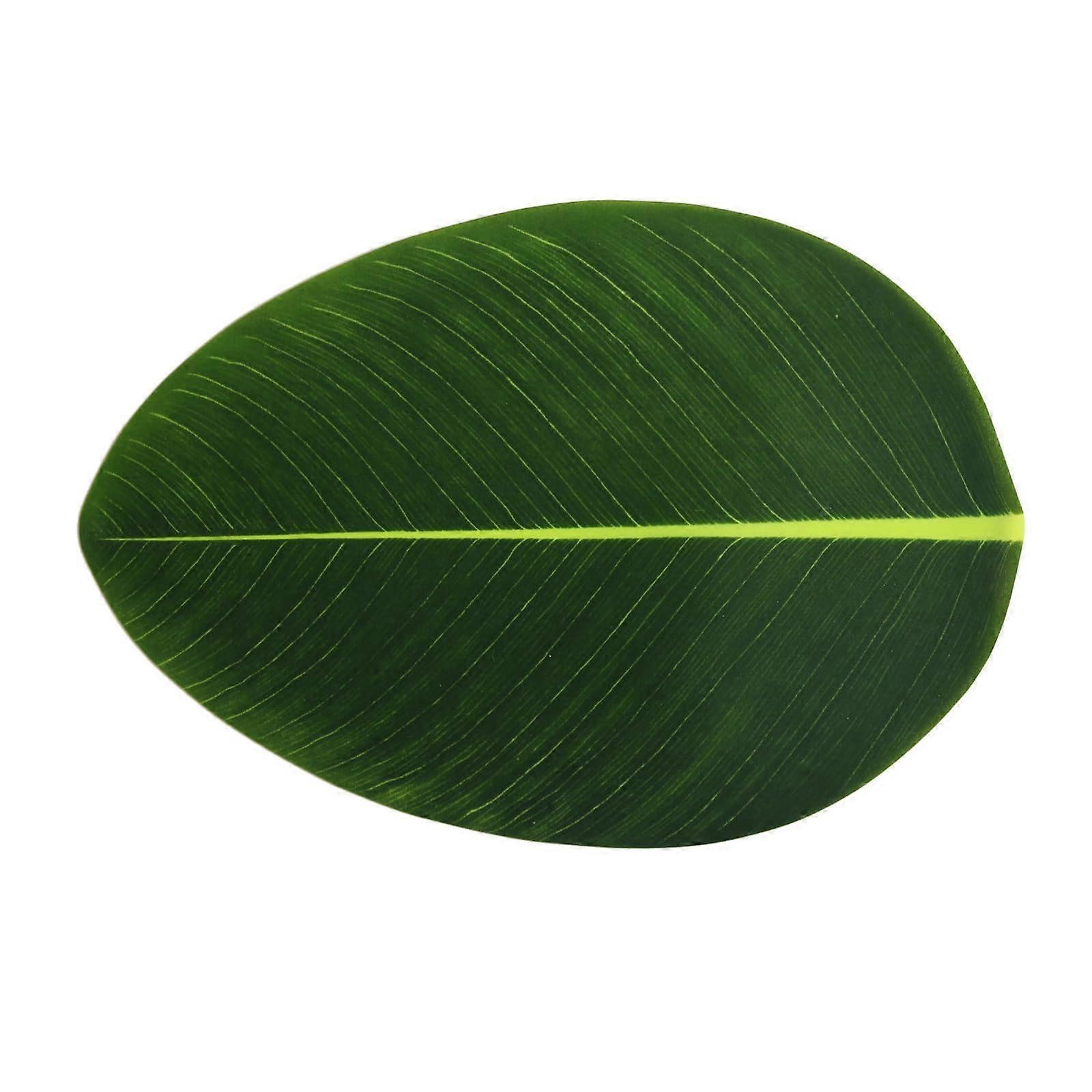 Set of 2 Leaf Design Place Mats, Washable Place Mats Made of EVA, 47 x 32 cm Green Place Mats, Plates Coasters Felt Mat