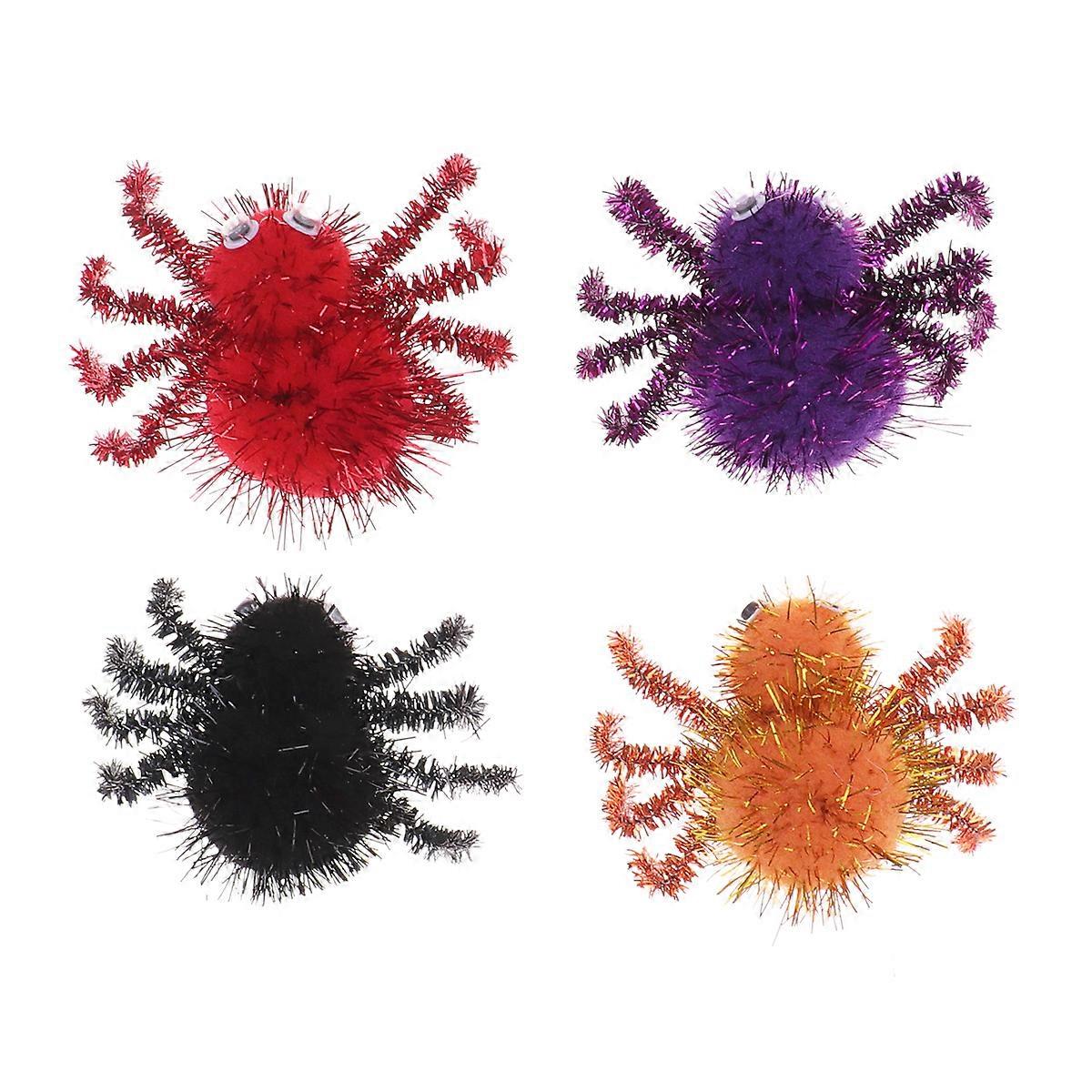 Horror Halloween Prop Plush Spiders Home Halloween Party Assorted Color 7 x 5 x 3 cm Scary Toy 4 Pcs