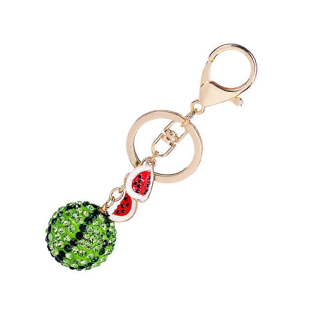Fruit Gift Keychains Watermelon Key Holder 1 Set Alloy Pendant Rhinestone Key Rings Craft Ornaments for Car Key Bag Hanging
