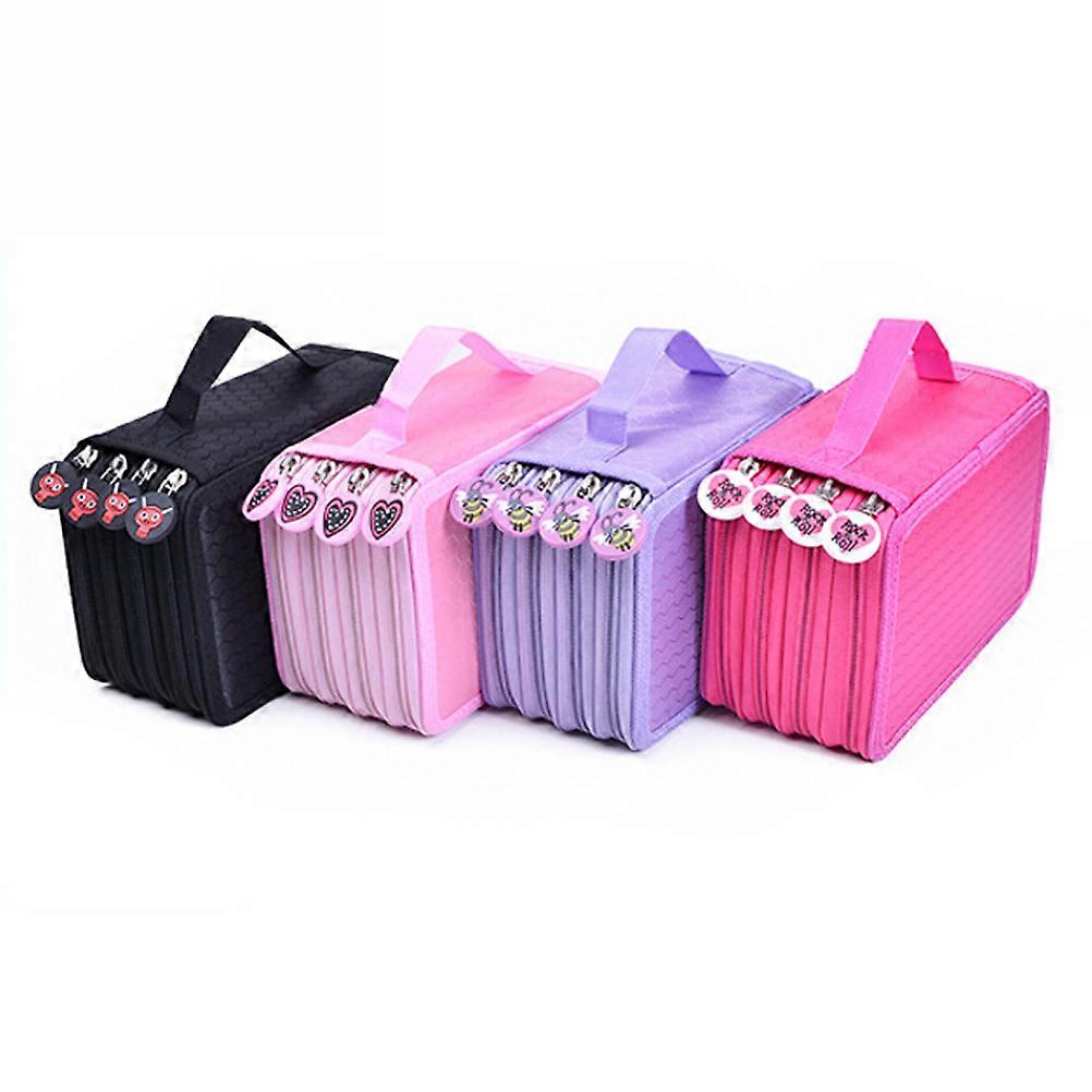 Colored Pencil Storage Case Multi-Layered Design Pink 72 Slots For Stationery Protecting Pencils 1Pcs