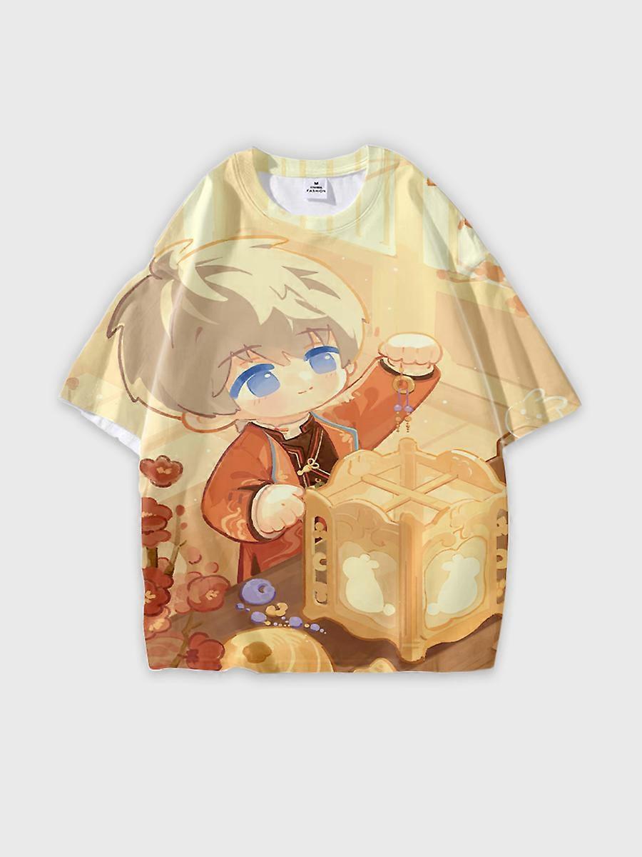 T-shirt round neck Role Pattern loose short sleeve E176