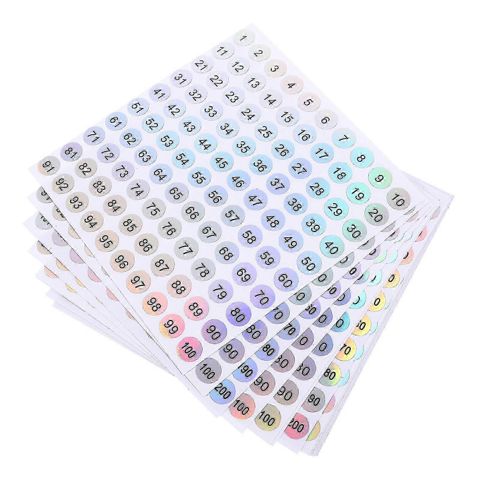 Number Stickers Adhesive Numbered Stickers Inventory Management Round Shape Assorted Color 20Sheets-Good
