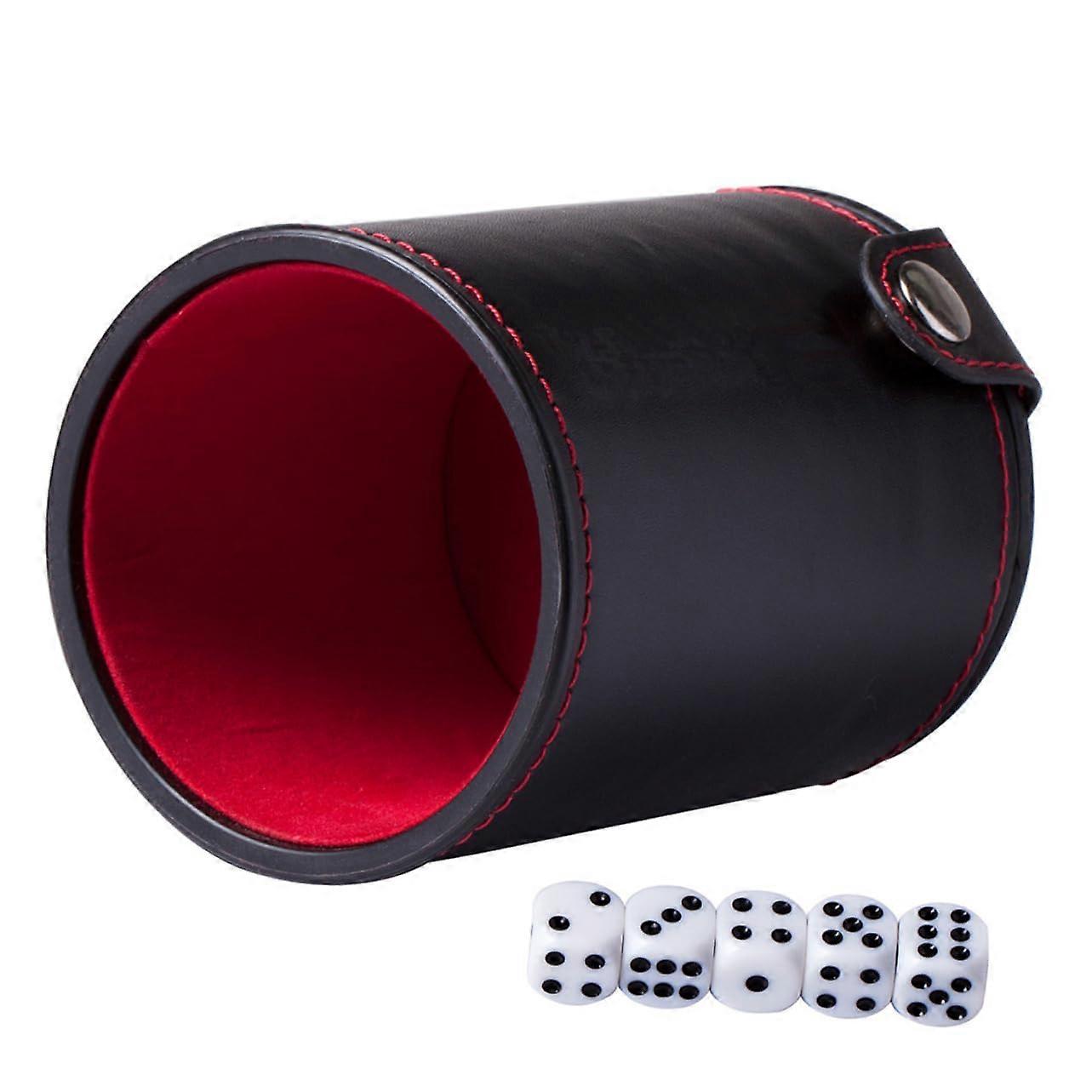 Dice Cup Set with Padded Storage, Vintage Style Rod Cube Cups, Includes Dice for Tabletop Games, PU Material