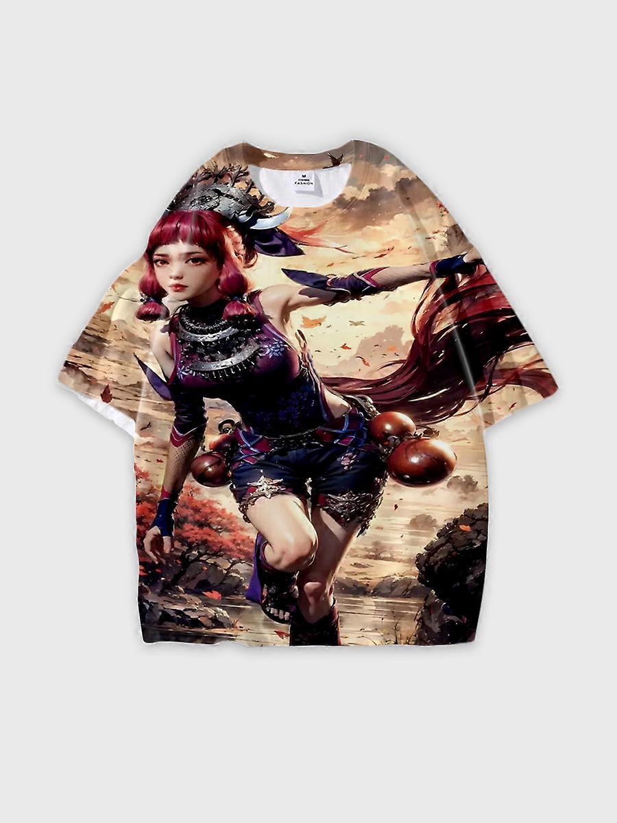 T-shirt round neck Character Pattern loose short sleeve P551