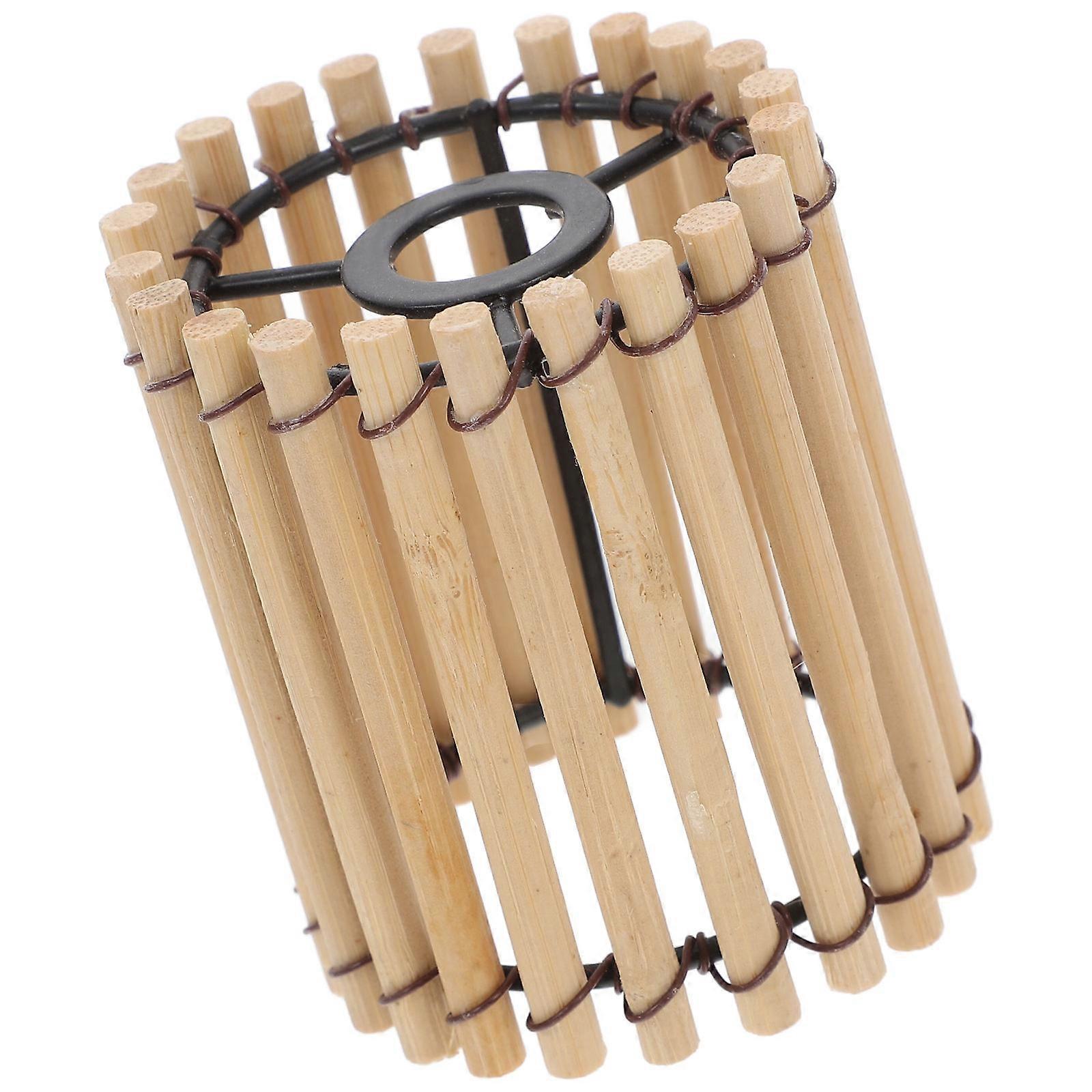 Cage Design Ceiling Light Replacement Bamboo Lampshade Handwoven Style For 1Pack
