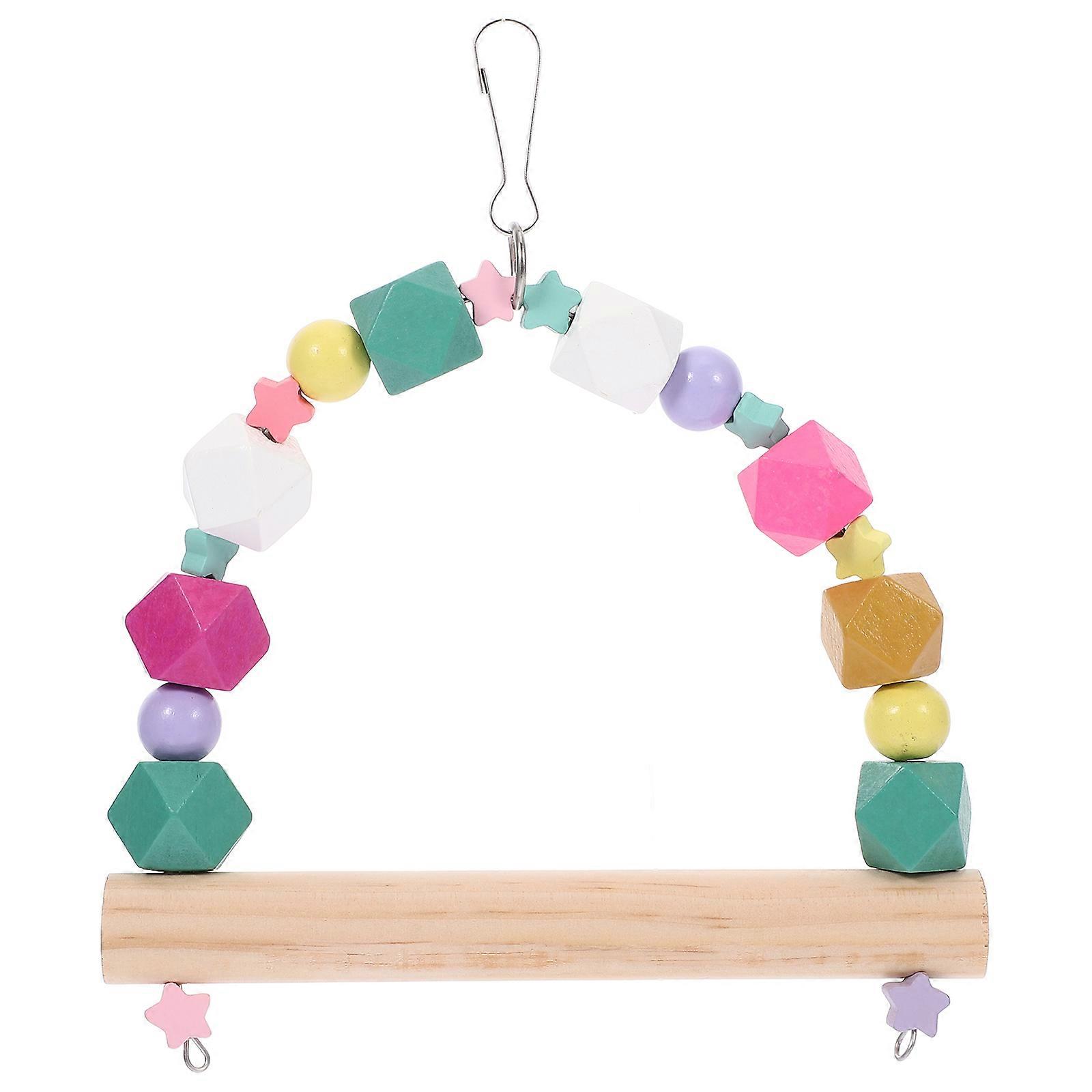 Wooden Bird Swing Perch for Parrot and Small Pets Encouraging Exercise Multi