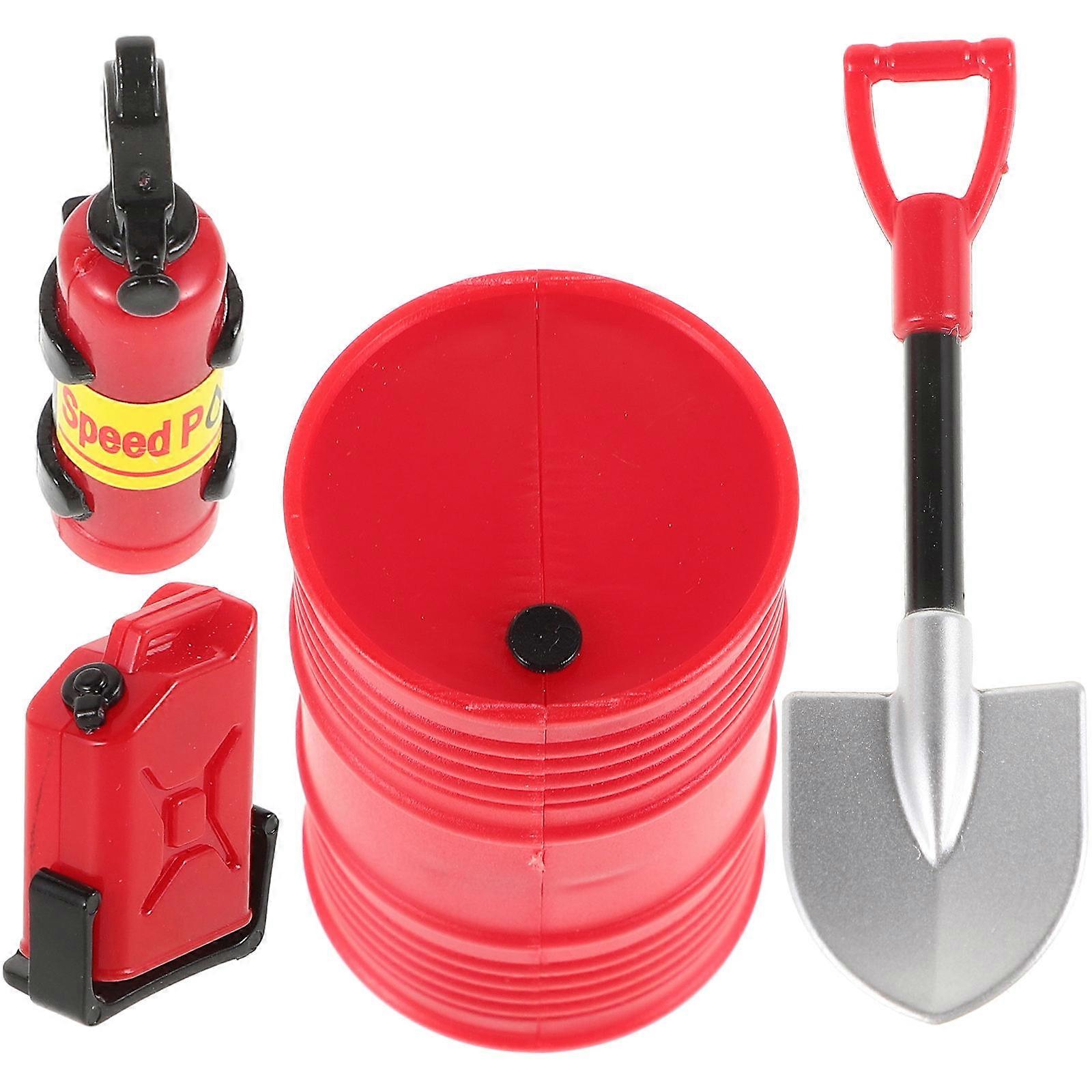 Realistic RC Car Accessories with Mini Fire Extinguisher Fuel Tank Oil Drum and Spade for OffRoad Models 1/24 Scale Plastic Assorted Color