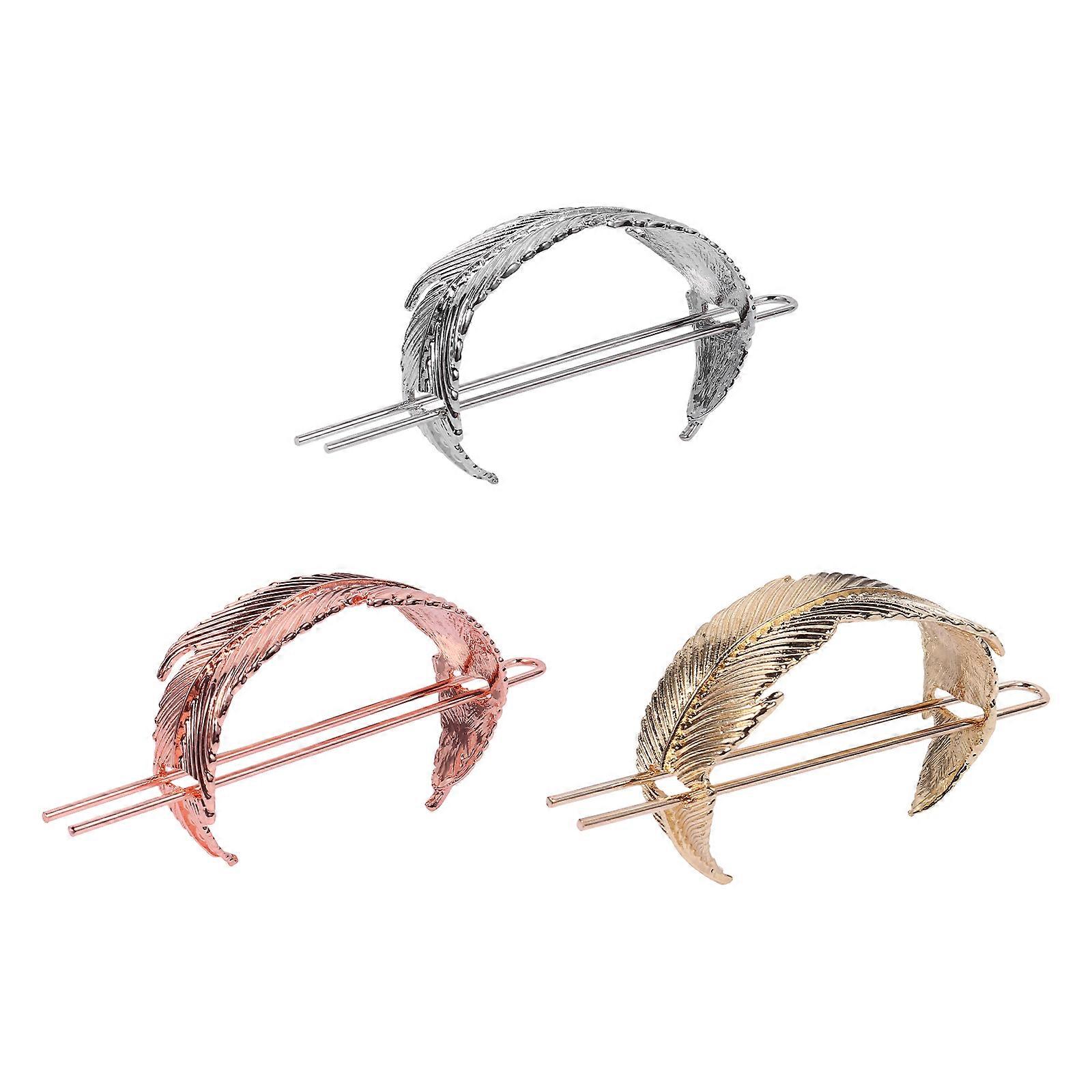 3pcs Alloy Hair Cuff Bun Cage with Leaf Design for Decoration and Confidence Retro Style Assorted