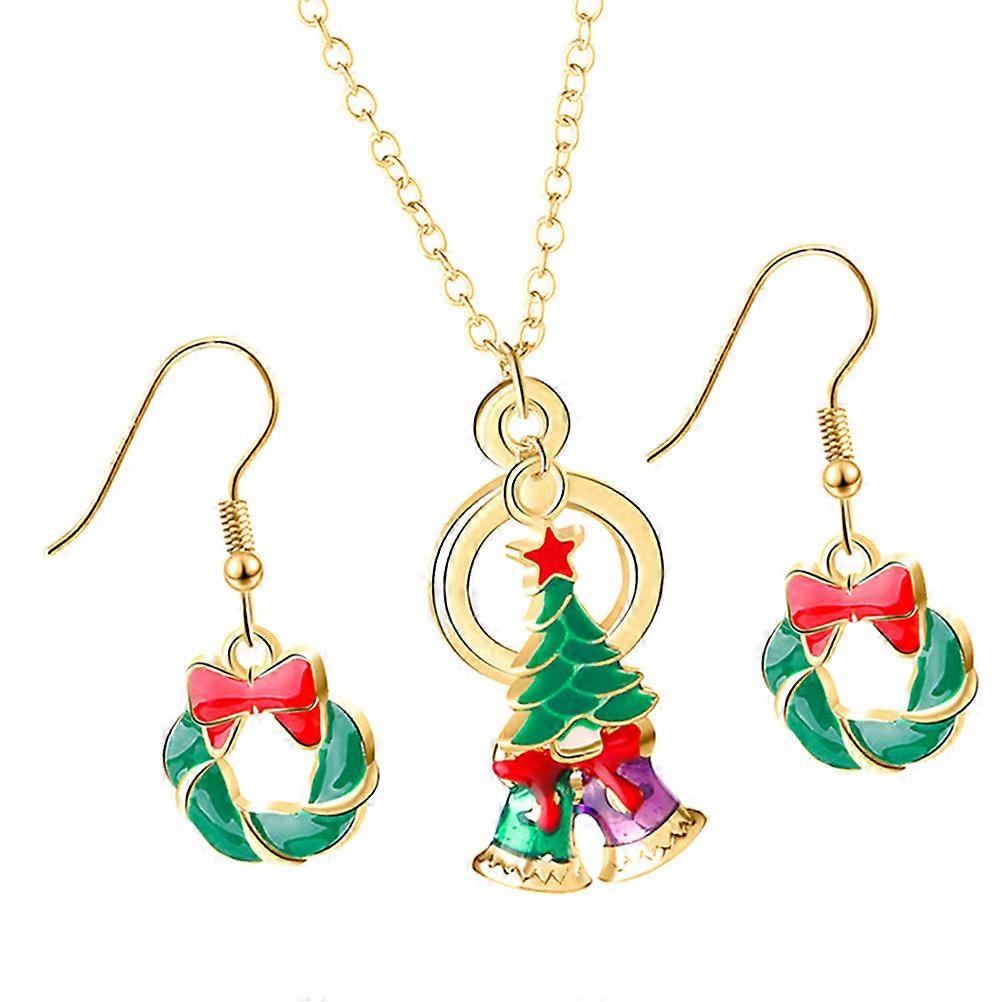 Durable Christmas Series Necklace and Earring Set Multi Color Alloy Jewelry for Party and Decoration