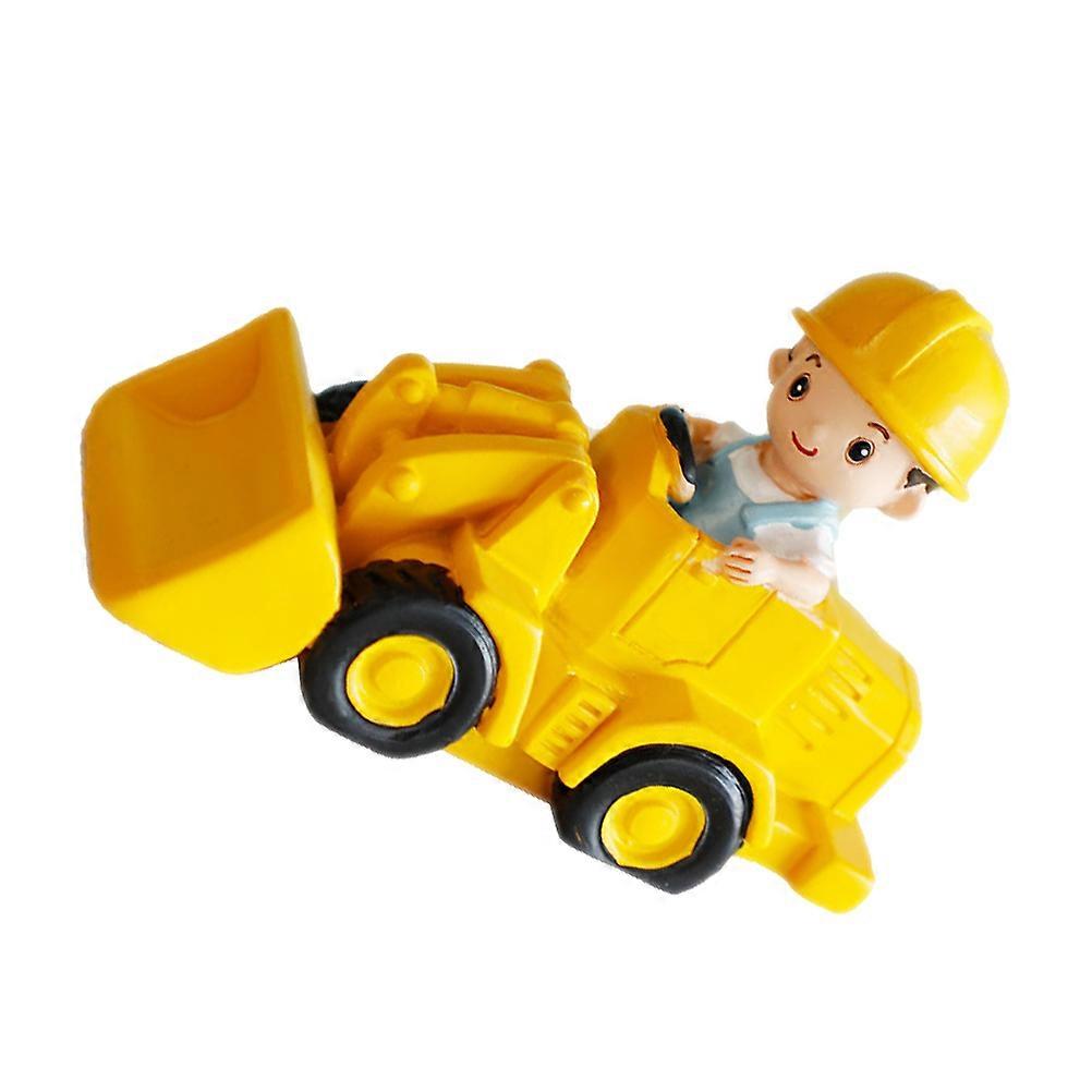 Yellow Excavator Model for Decoration Made of Resin Safe for Cake Toppers 1 Piece Small Size