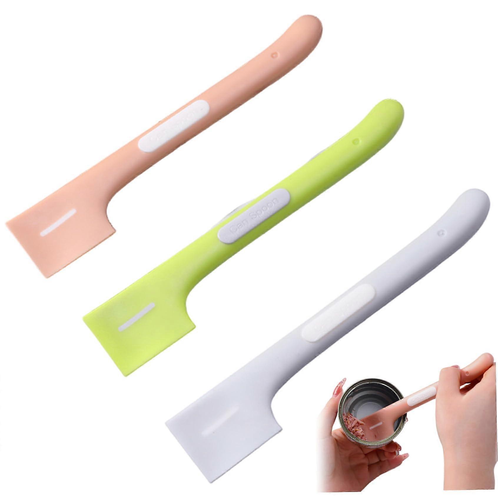 Cat Spoon for Wet Food 3PCS Ergonomic Square Rubber Design in 3 Colors - Cat Food Mixing and Scooping Utensils