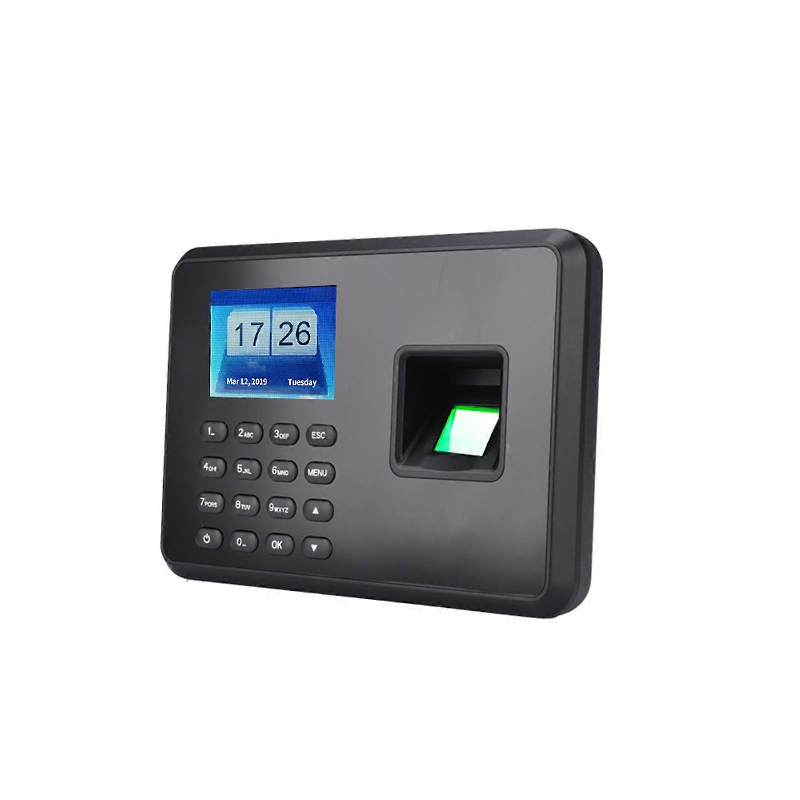 Intelligent Biometric Fingerprint Password Attendance Machine Employee Checking-in Recorder 2.4 inch LCD Screen DC 5V Time Attendance Machine Black E