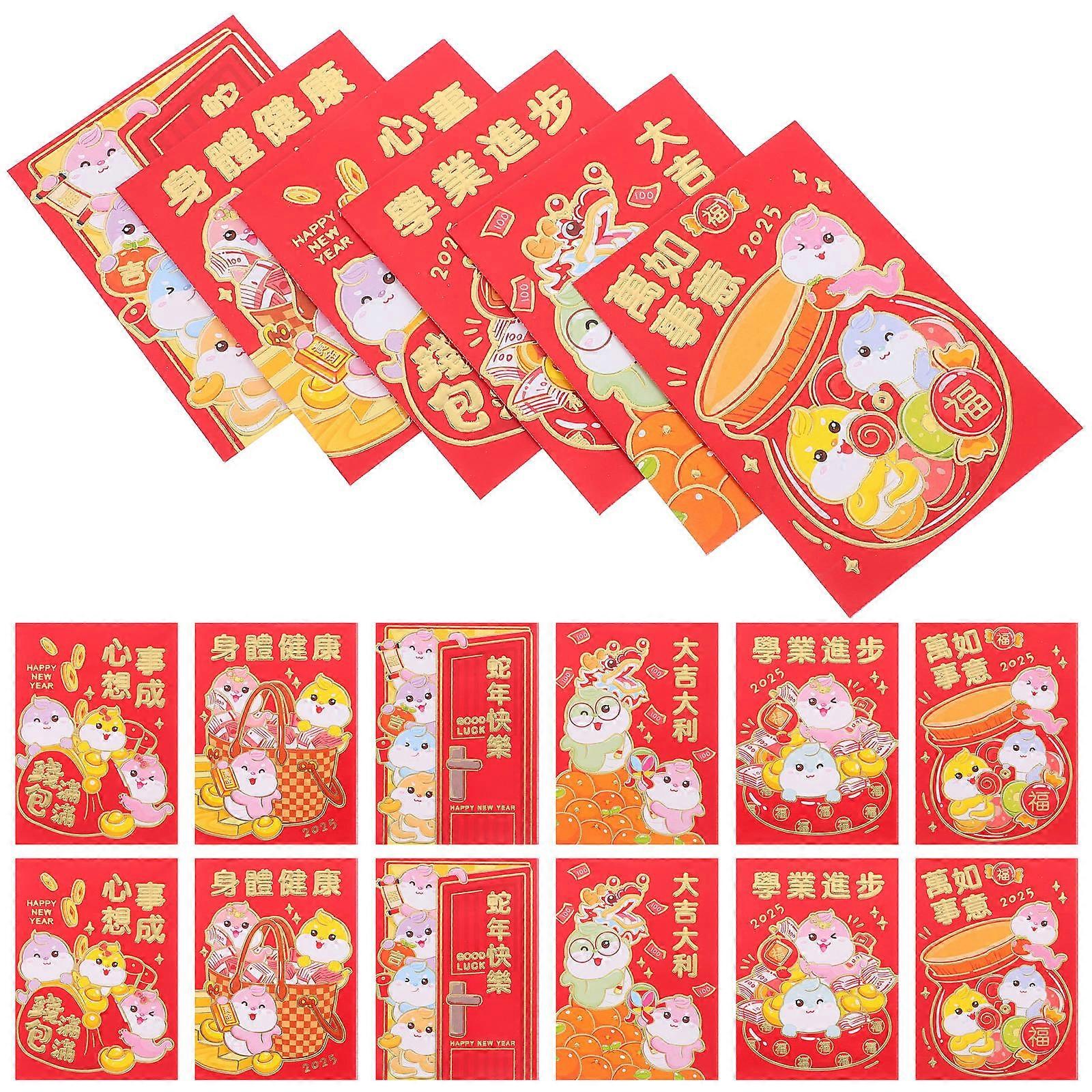 2025 Snake Year Money Envelopes 36Pcs Red Color Blessings Sharing For Friends In Elegant Style