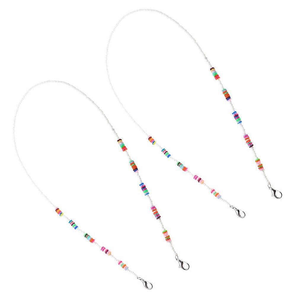 Prevent Falling Off Mask Chain Suitable For Kids Eyewear Outdoor Use Featuring Beading Design 2Pcs