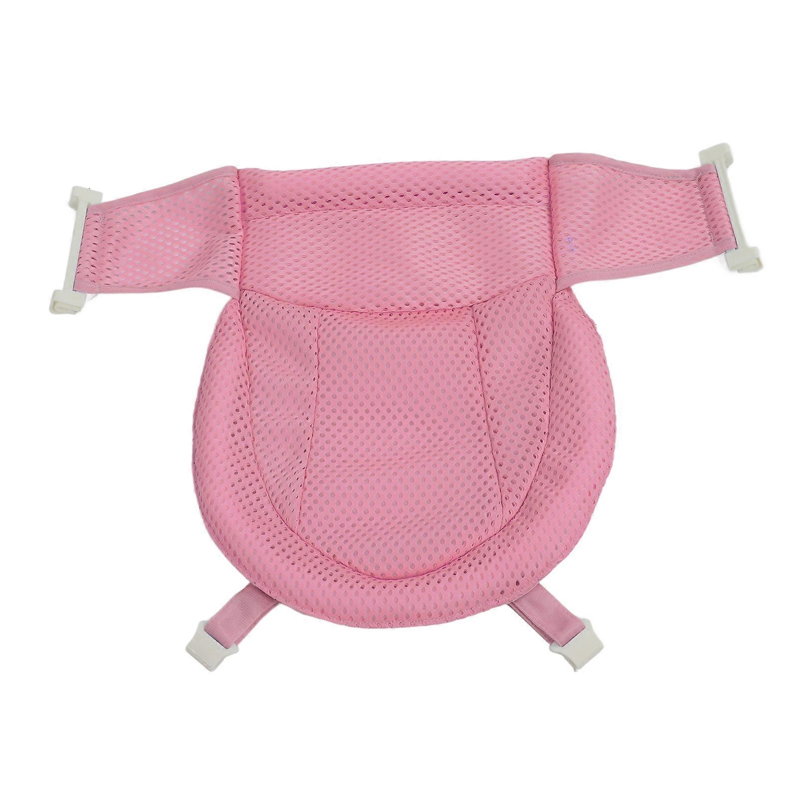 Baby Bath Net Breathable Adjustable Prevent Slip Infant Bathtub Mesh Mat for Newborn Shower Pink