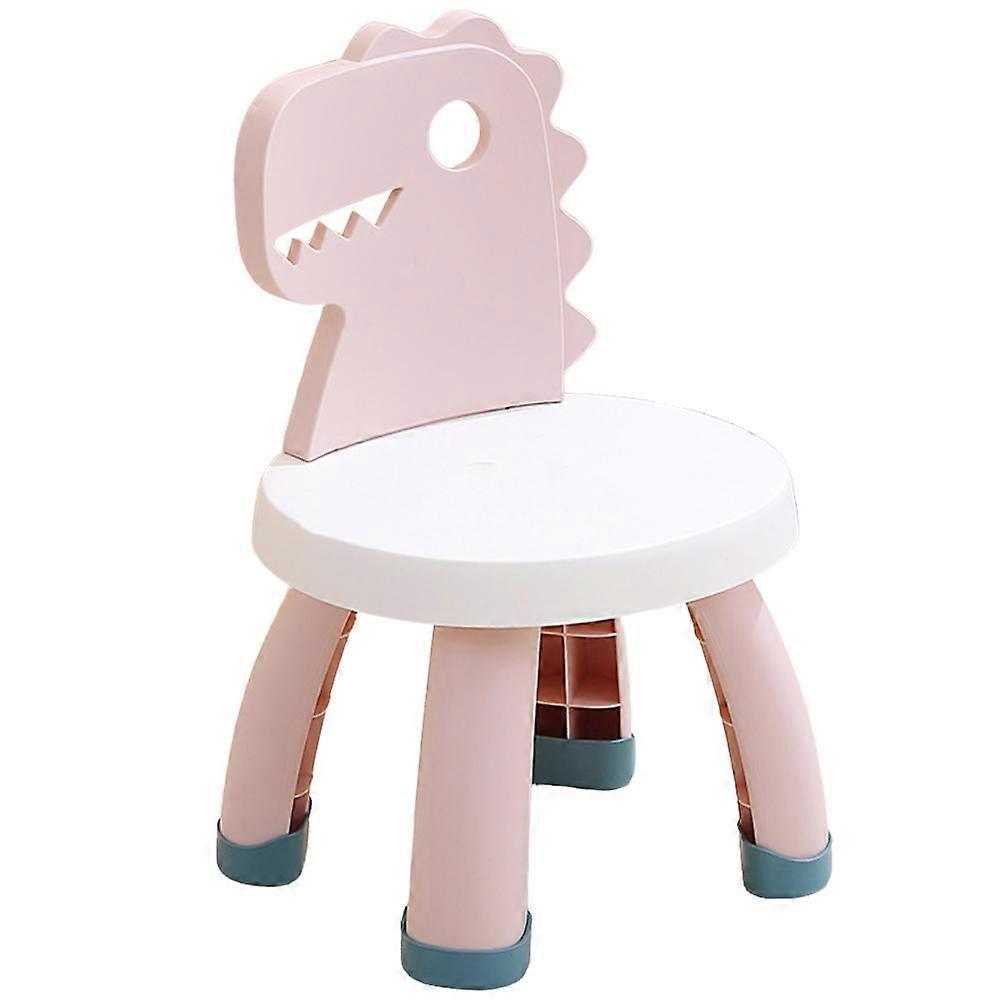 Pink Children's Stool with Strong Backrest for Kids Cartoon Dinosaur Anti-fall Chair Stool 1 Piece
