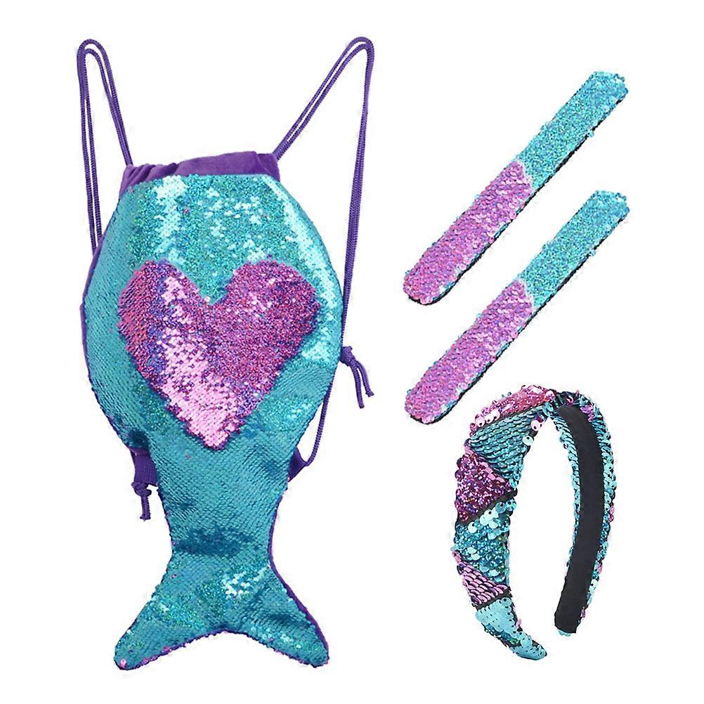 Kids Sequin Bag Set, Durable Backpack and Bracelet Combo for School and Travel