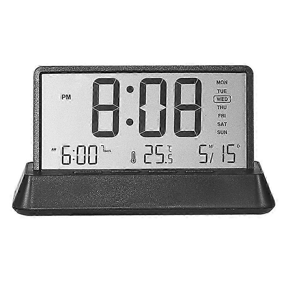 2301 LED Display Multi-Function Digital Alarm Clock with Temperature Calendar Snooze Function (Black Opaque)
