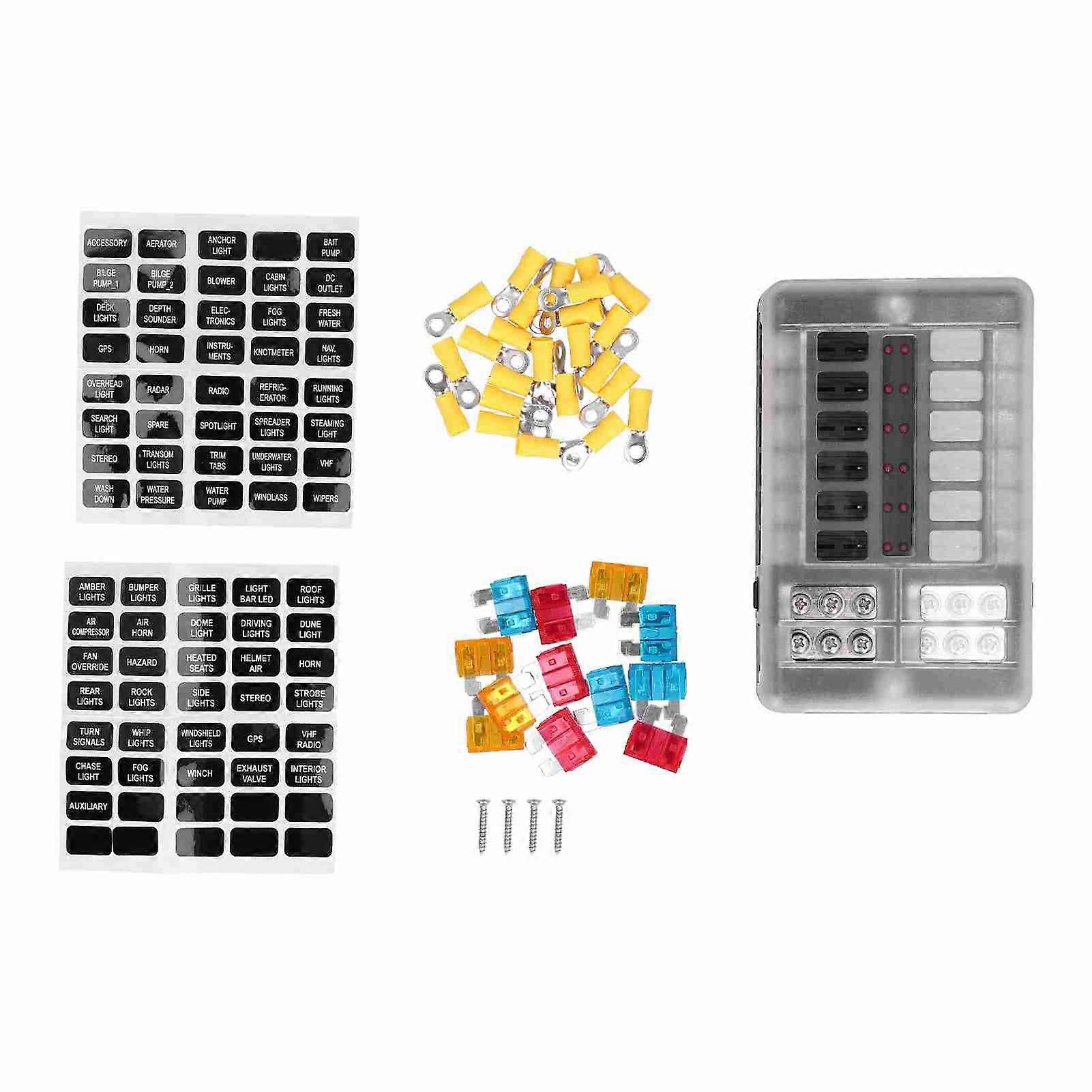 Blade fuse block for vehicles 12-way 5A-15A waterproof