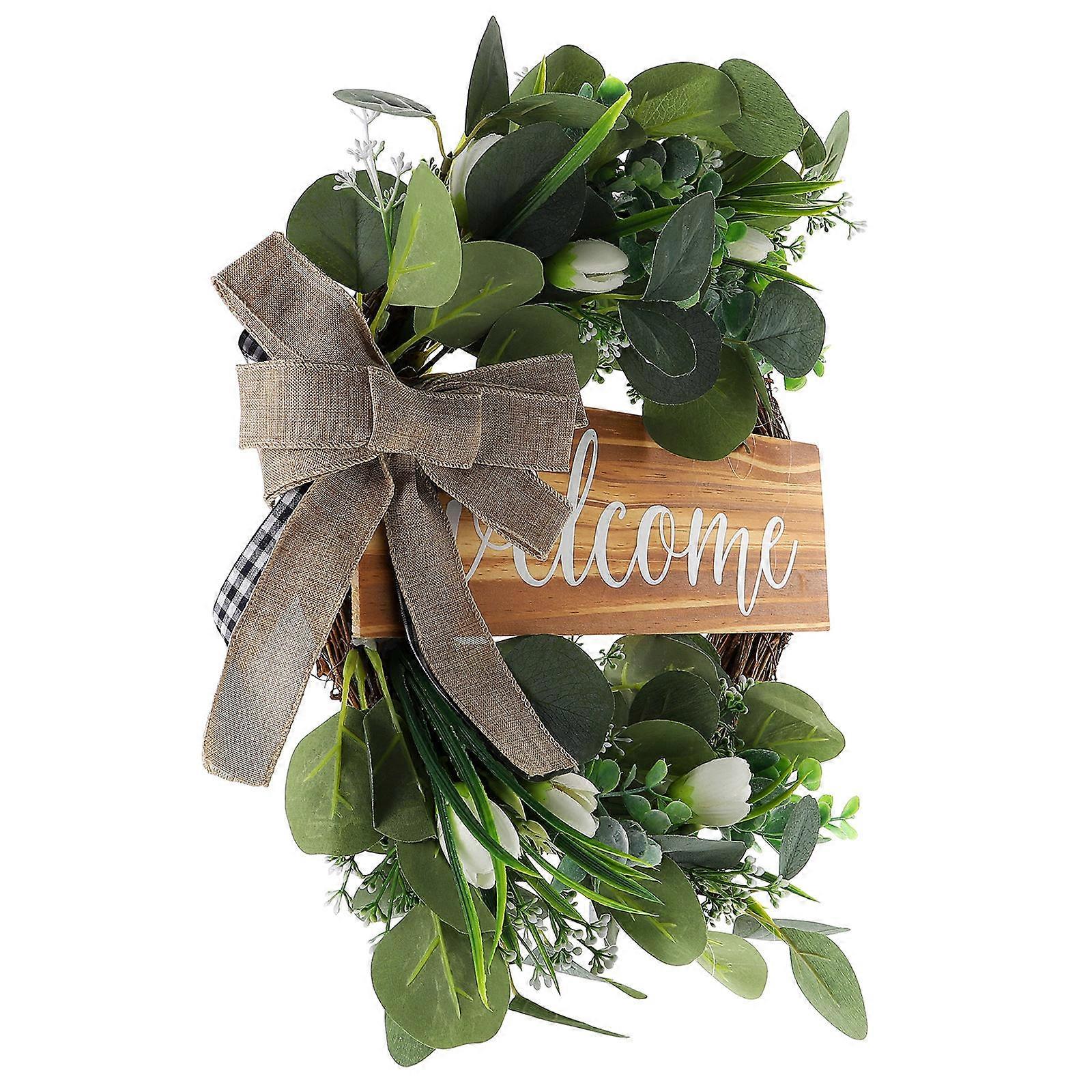 Simulated Plant Wreath for Decor Bright and Natural Green Synthesis Material 1 Piece